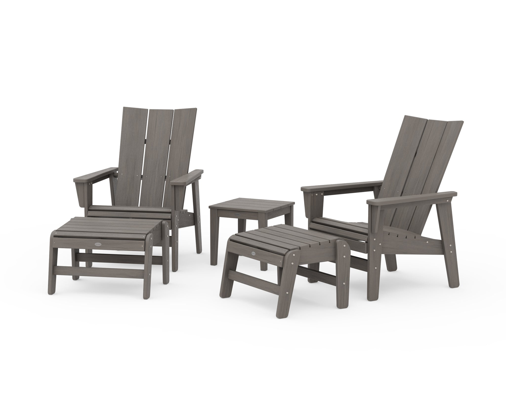 5-Piece Modern Grand Upright Adirondack Set with Ottomans and Side Table