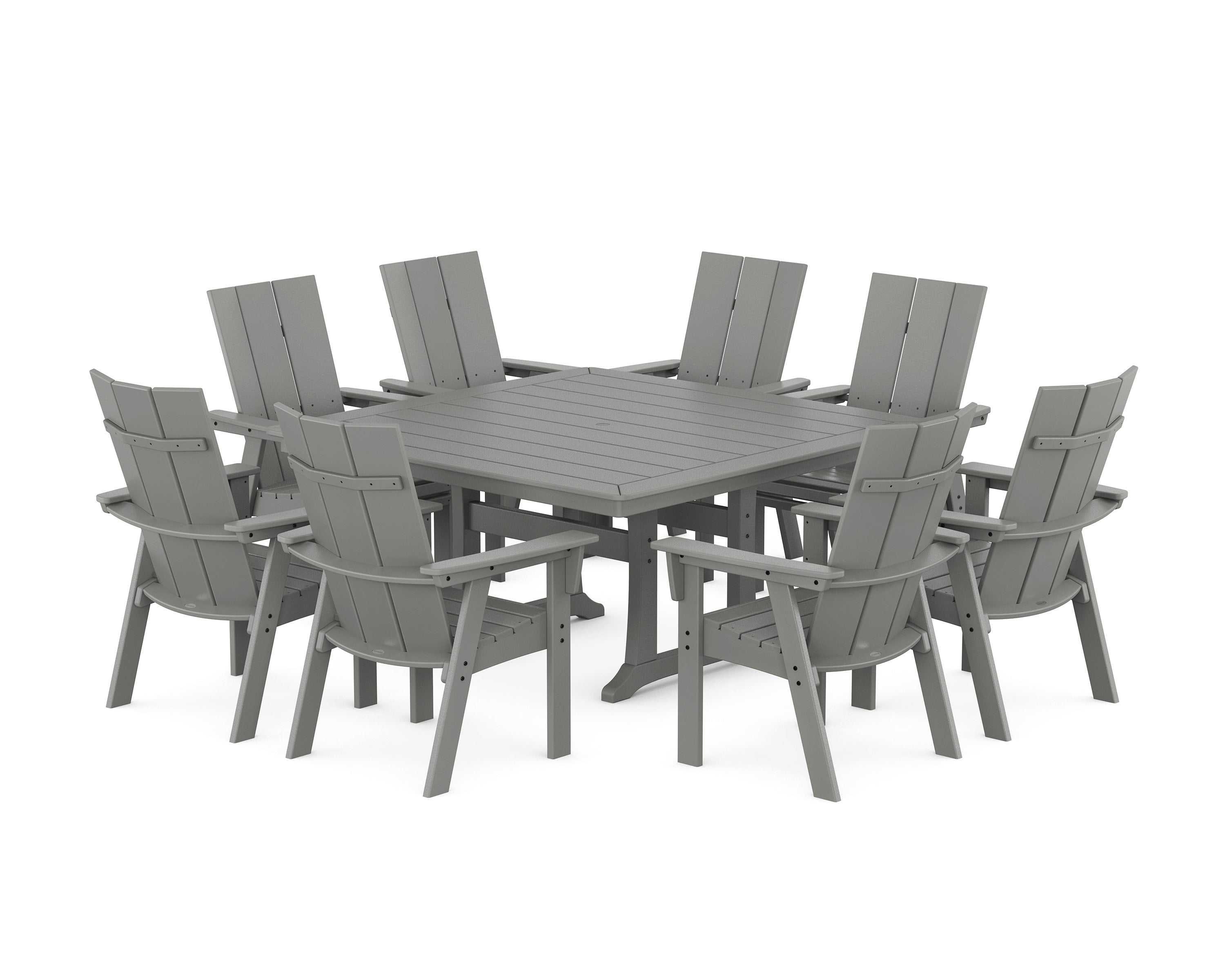 Modern Curveback Adirondack 9-Piece Square Dining Set with Trestle Legs