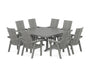 Modern Curveback Adirondack 9-Piece Square Dining Set with Trestle Legs