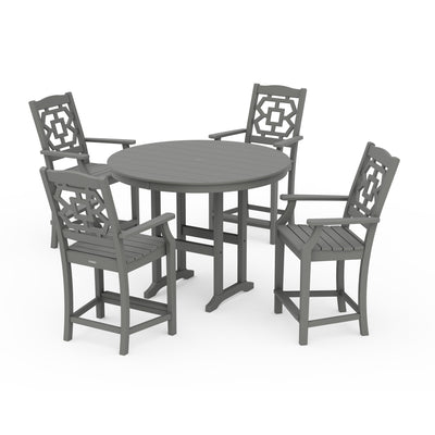 Chinoiserie 5-Piece Round Farmhouse Counter Set