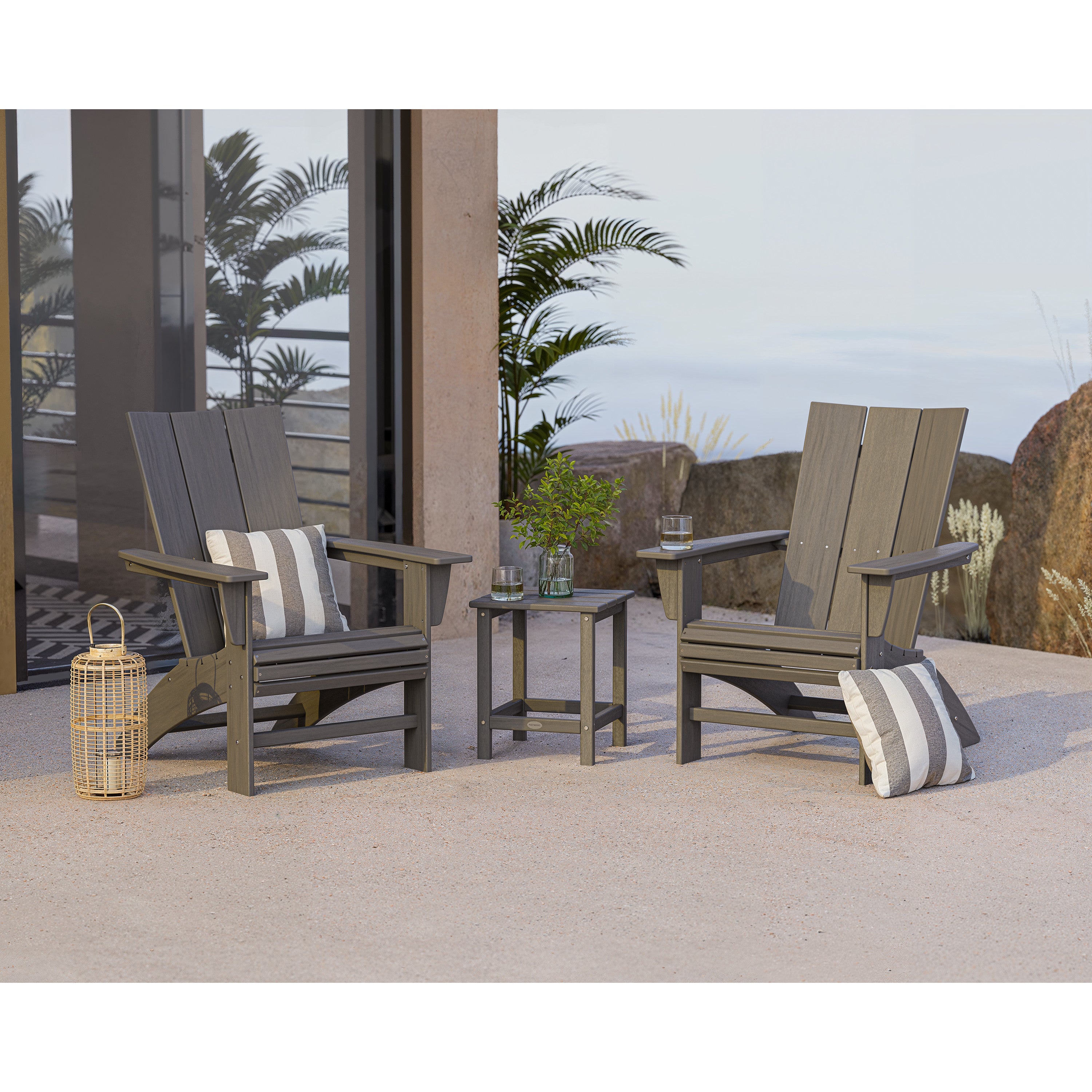 Modern 3-Piece Curveback Adirondack Set with Long Island 18