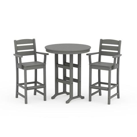 Lakeside 3-Piece Round Bar Arm Chair Set Black