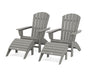 Nautical Curveback Adirondack Chair 4-Piece Set with Ottomans