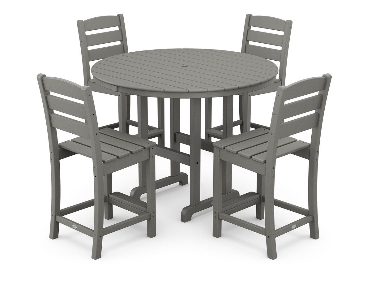 Lakeside 5-Piece Farmhouse Round Side Chair Counter Set