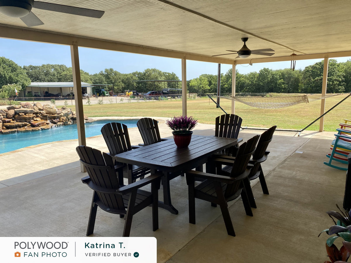 Nautical Curveback Adirondack 7-Piece Dining Set with Trestle Legs