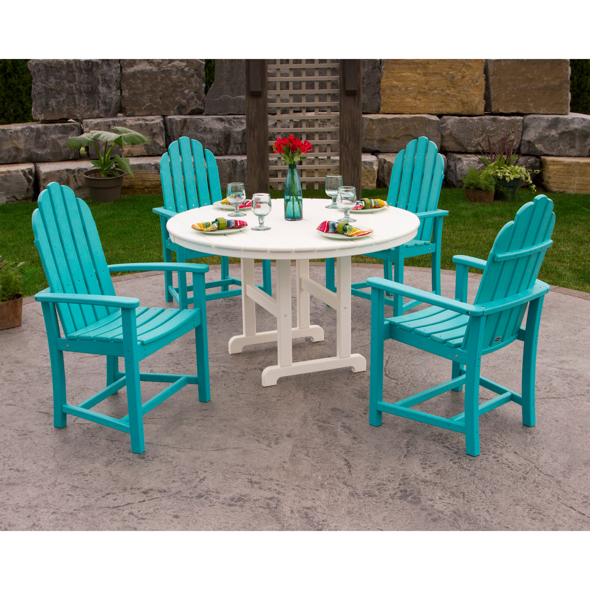 Classic Adirondack 5-Piece Round Farmhouse Dining Table Set