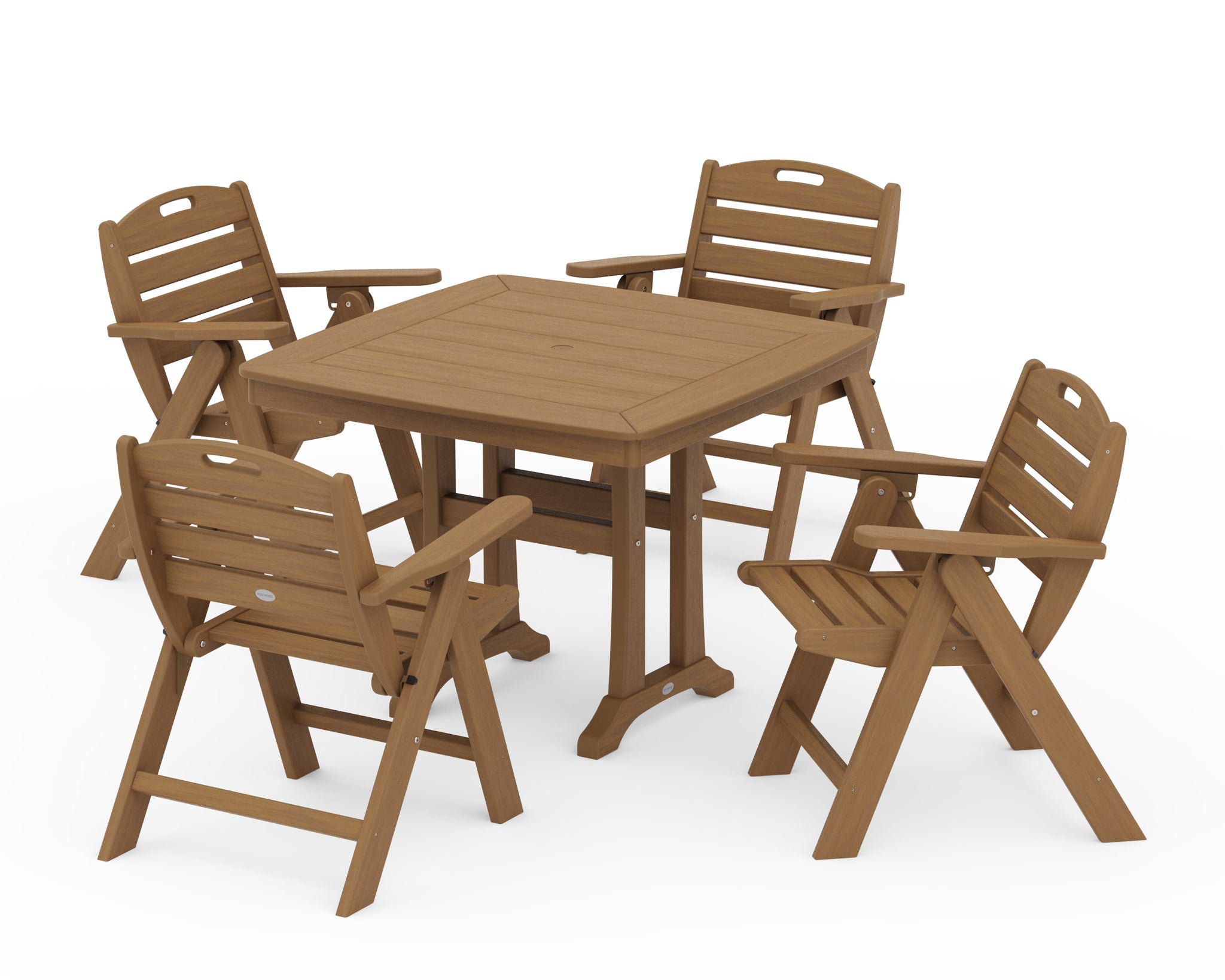 Nautical Folding Lowback Chair 5-Piece Dining Set with Trestle Legs