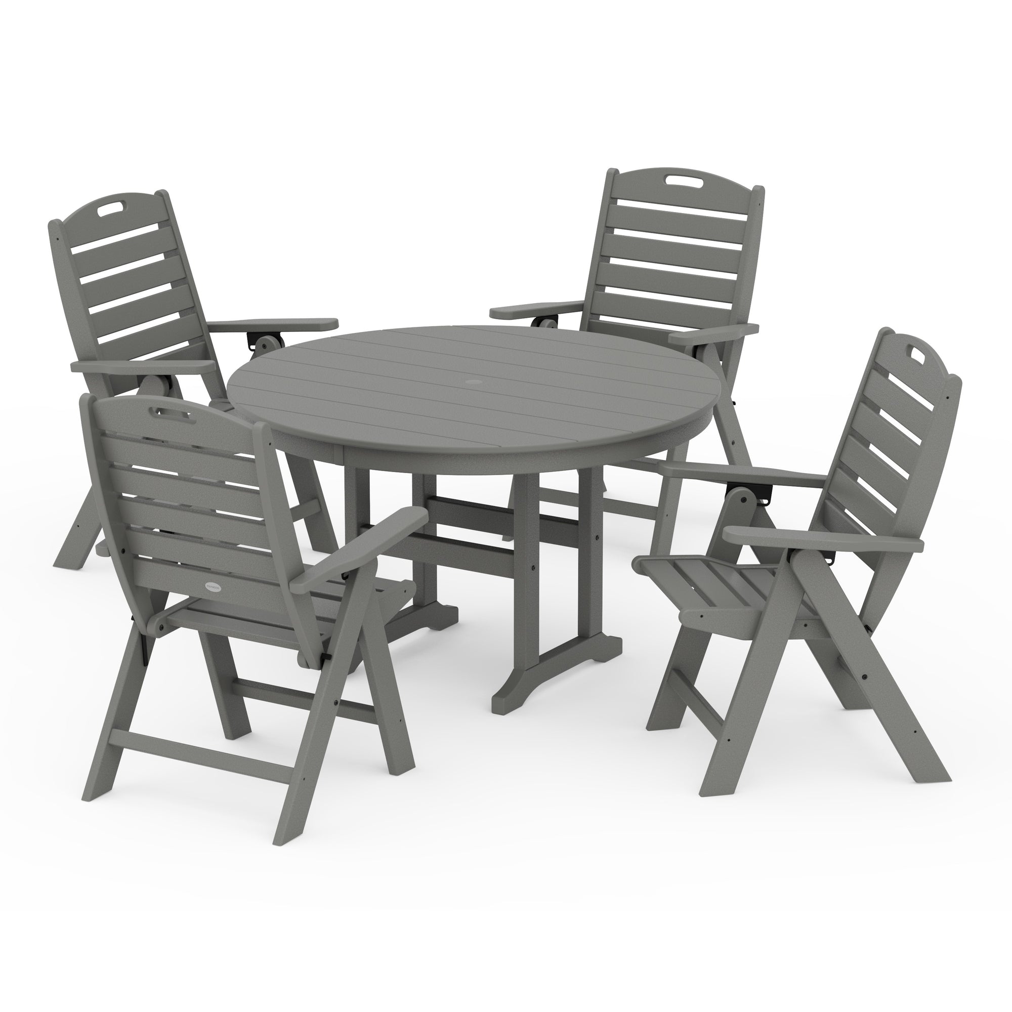 Nautical Folding Chair 5-Piece Round Farmhouse Dining Set