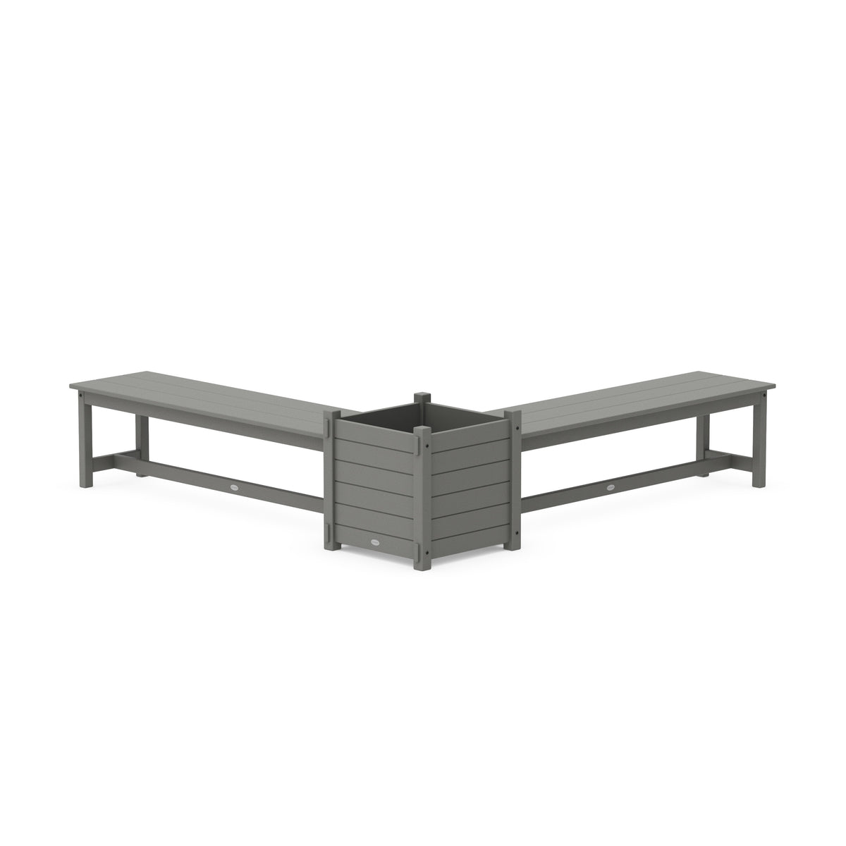 plastic bench planter POLYWOOD Nautical L- Shaped Planter Bench Set- Large in Sand - Outdoor Furniture