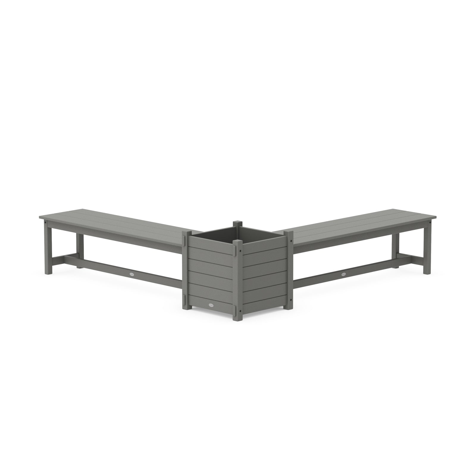 POLYWOOD Nautical L- Shaped Planter Bench Set- Large in Sand - Outdoor Furniture