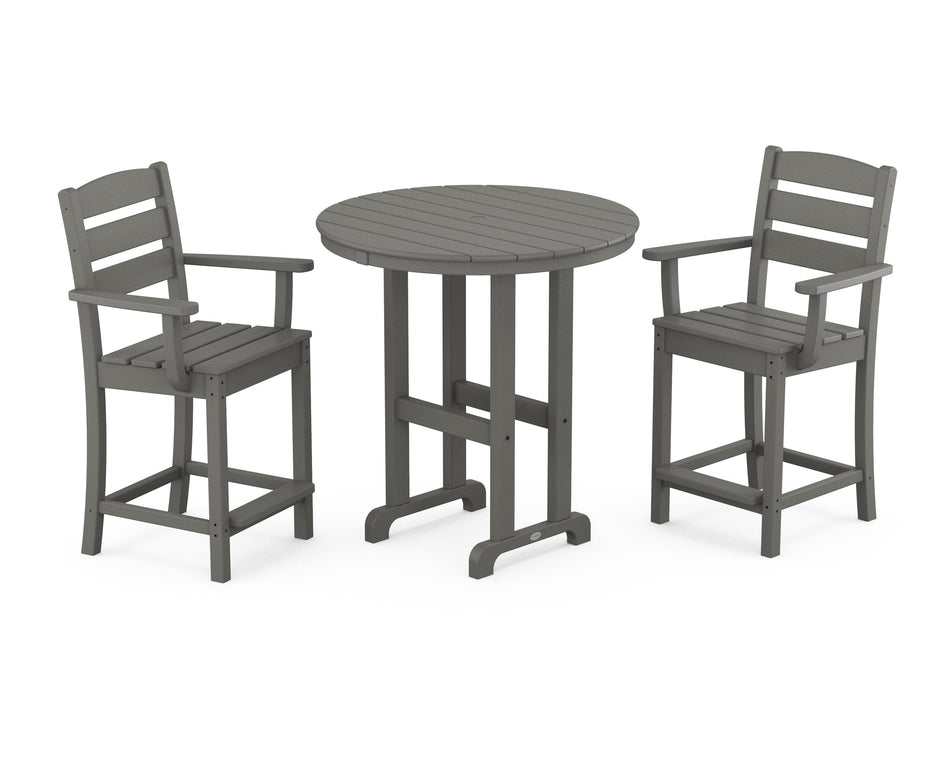 Lakeside 3-Piece Round Farmhouse Arm Chair Counter Set