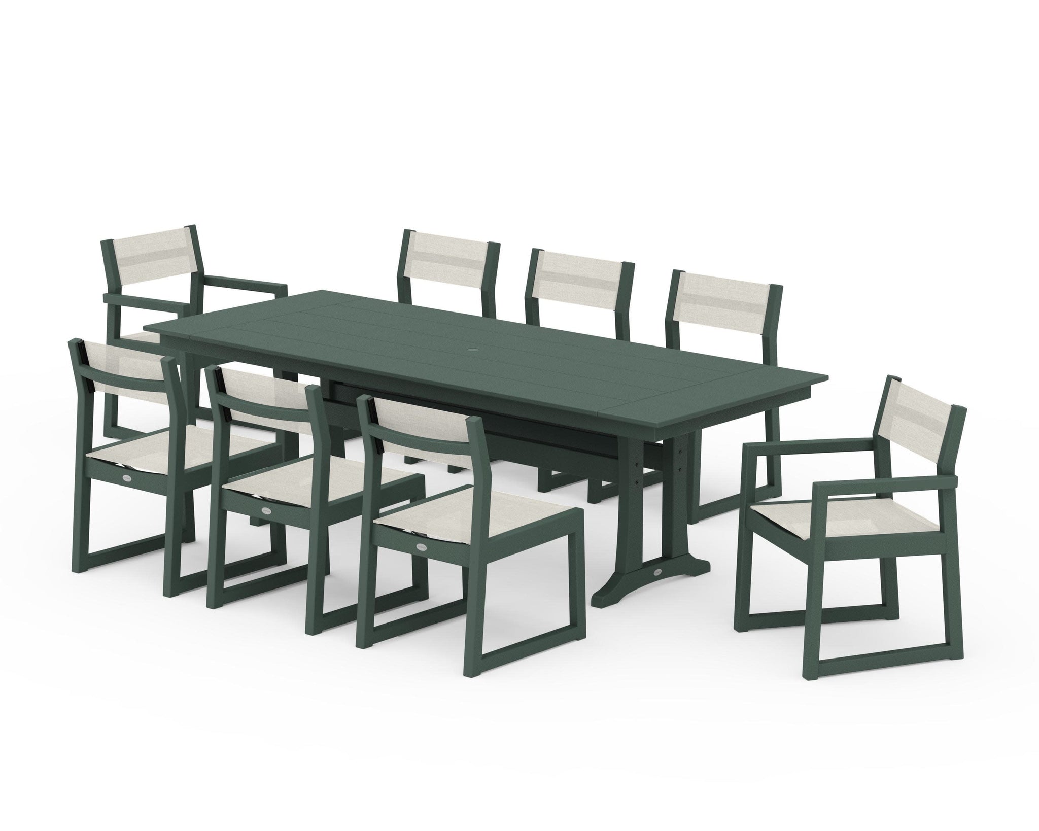 EDGE Sling 9-Piece Farmhouse Trestle Dining Set
