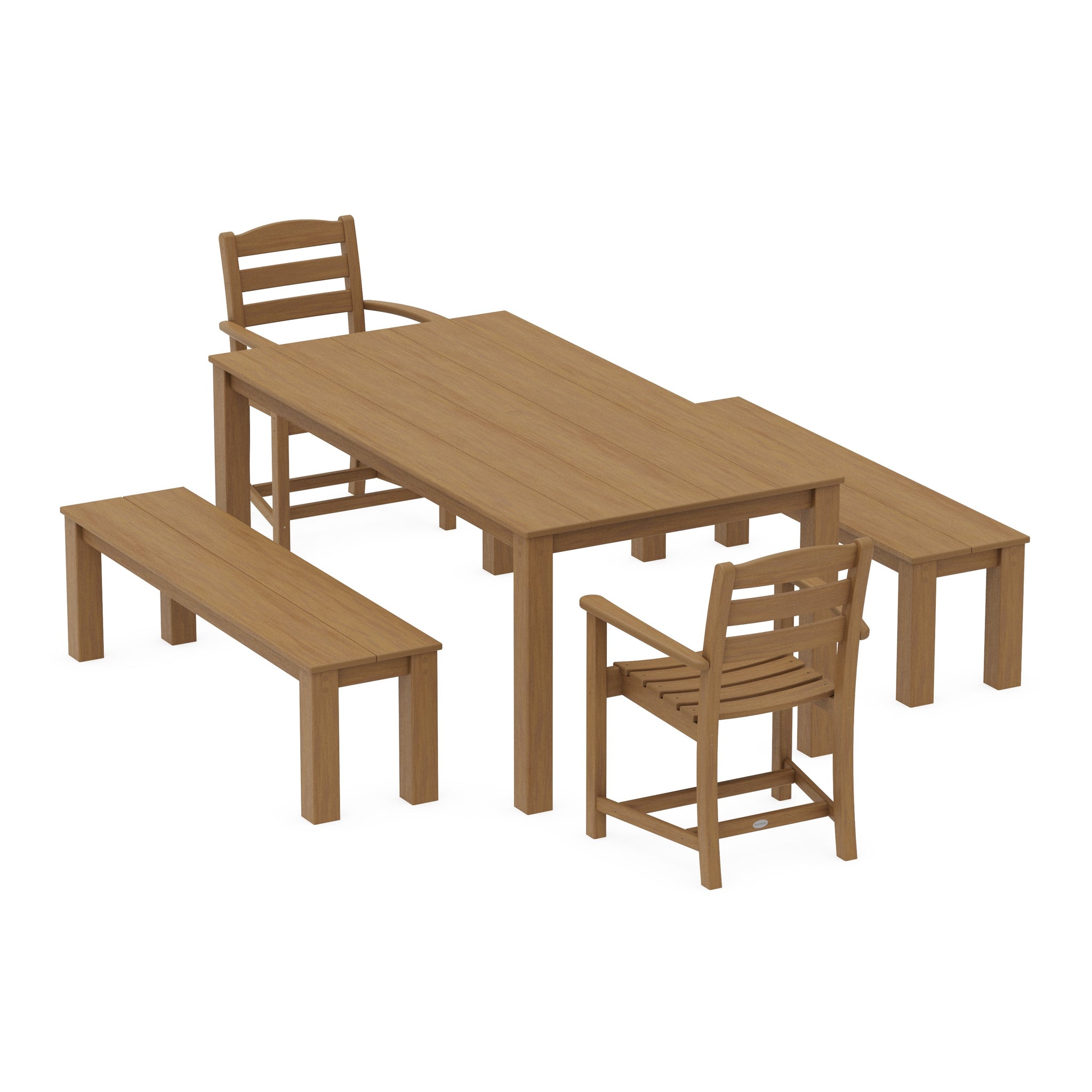 La Casa Cafe' 5-Piece Parsons Dining Set with Benches