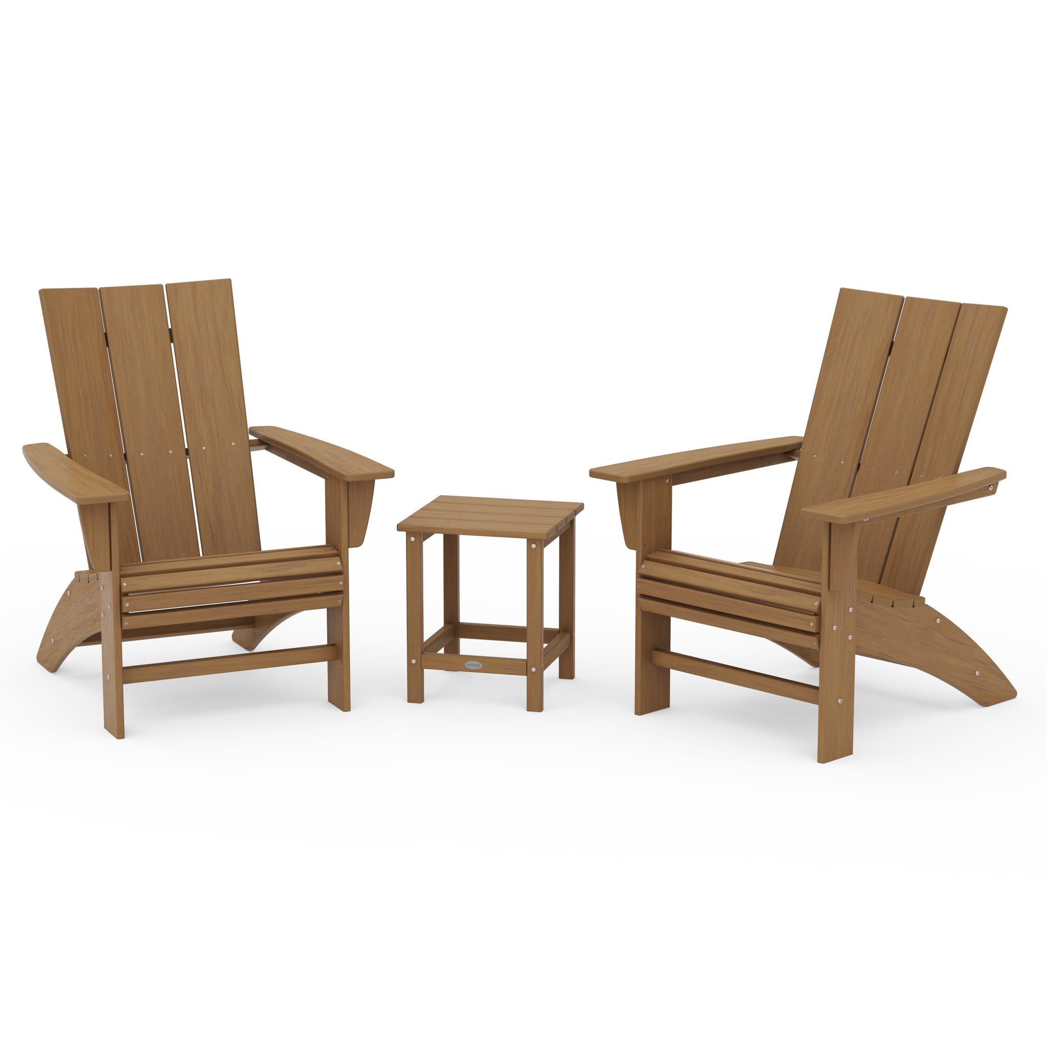 Modern 3-Piece Curveback Adirondack Set with Long Island 18" Side Table