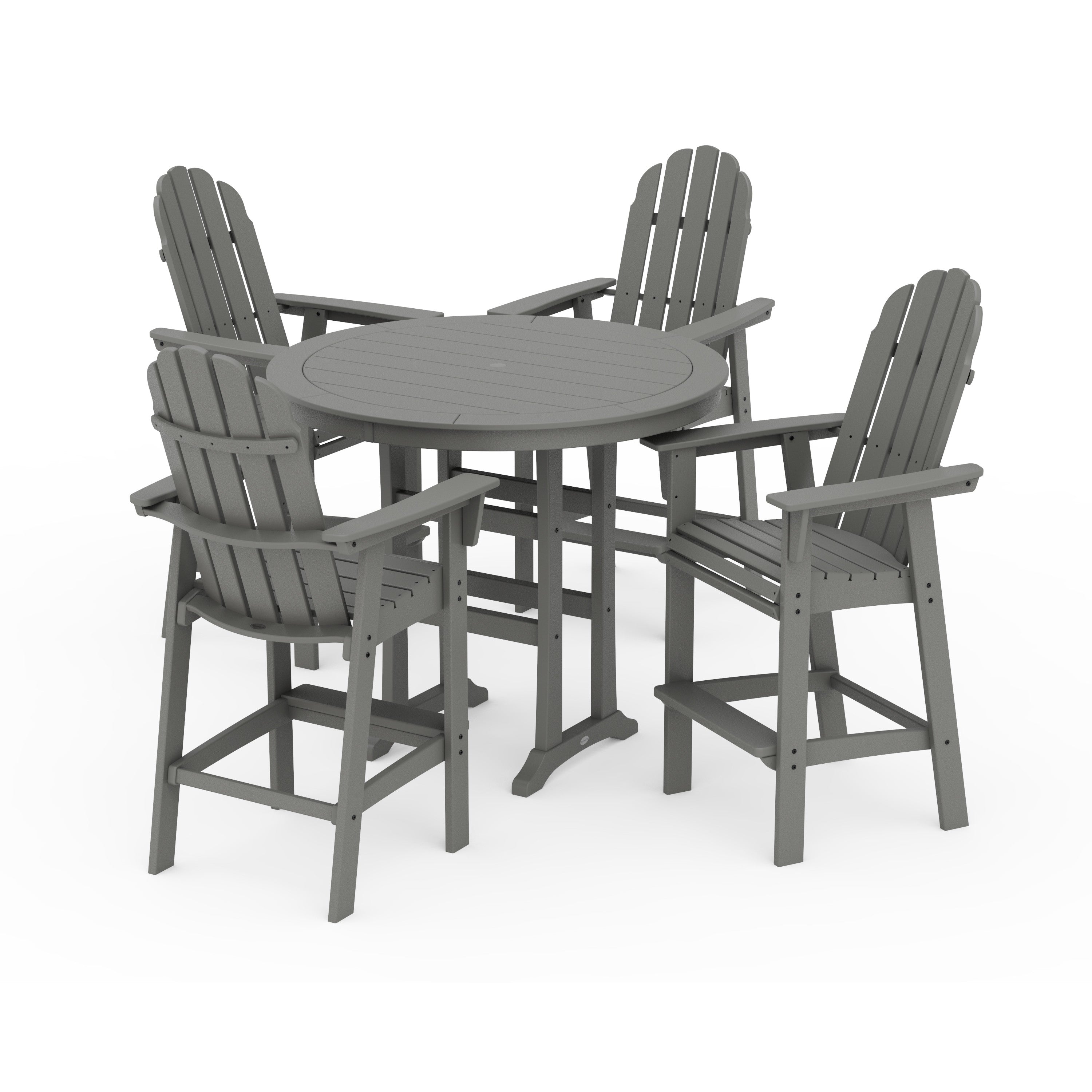 Vineyard Curveback Adirondack 5-Piece Nautical Trestle Bar Set
