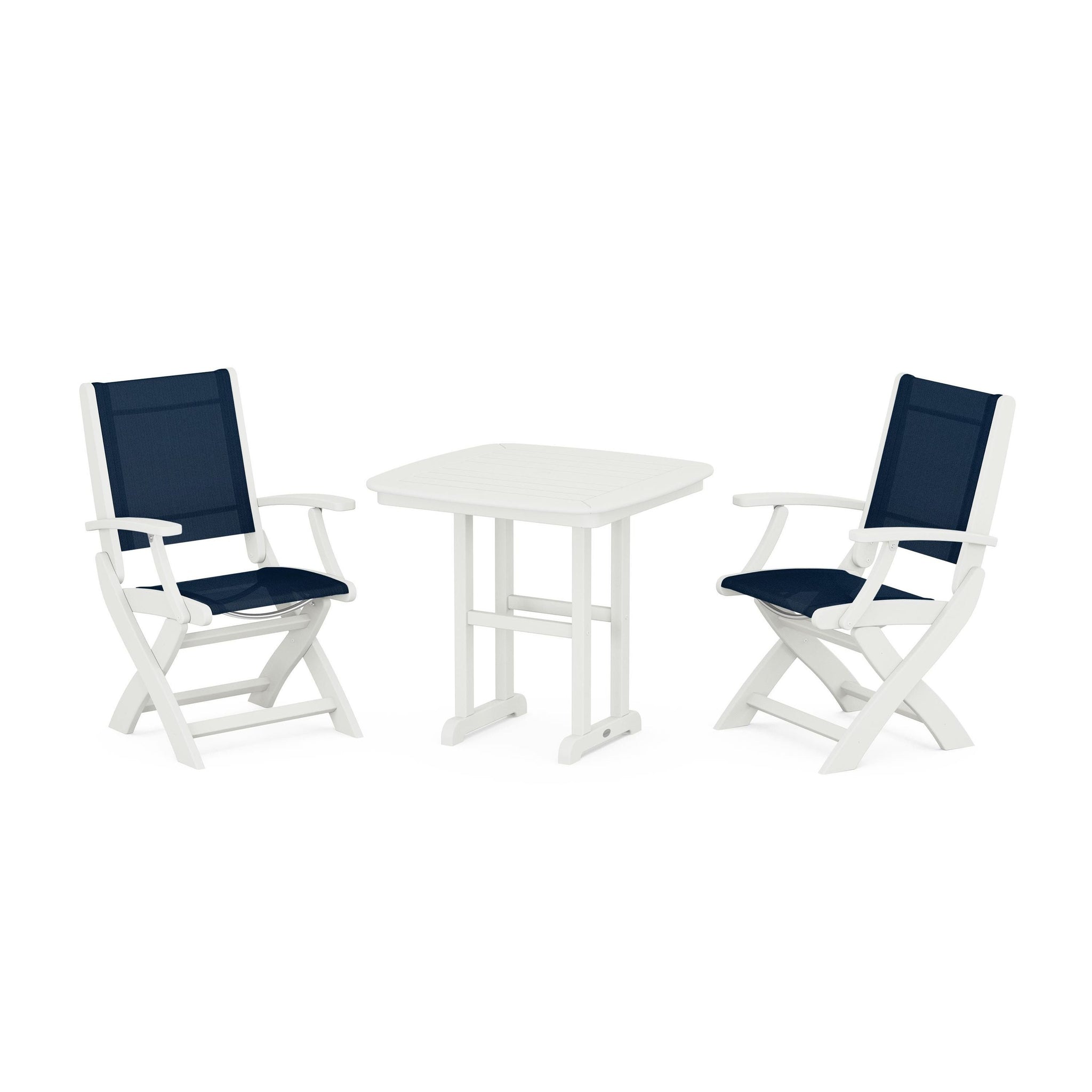 Coastal Folding Chair 3-Piece Dining Set