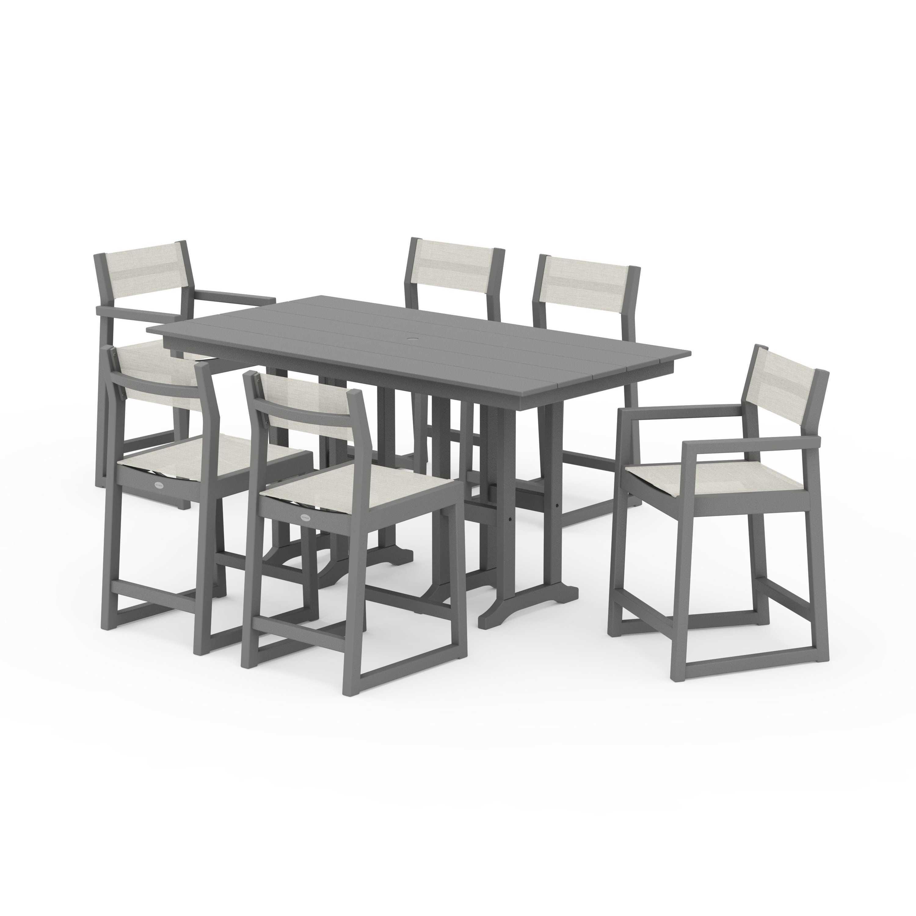 EDGE Sling 7-Piece Farmhouse Counter Set with Trestle Legs