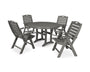 Nautical Highback Chair 5-Piece Round Dining Set with Trestle Legs