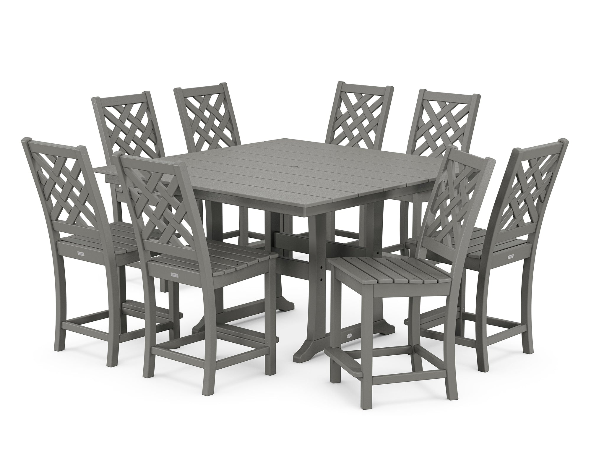 Wovendale Side Chair 9-Piece Square Farmhouse Counter Set with Trestle Legs