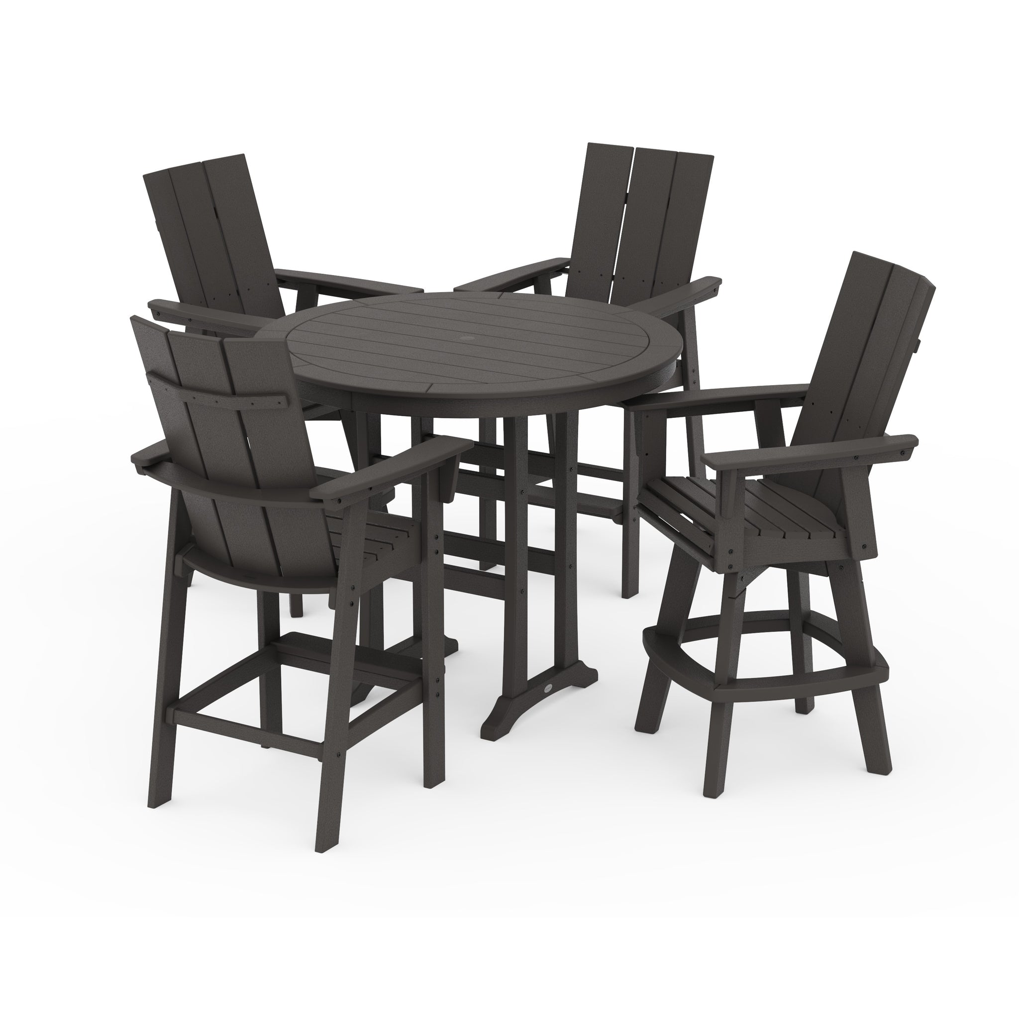 Modern Adirondack 5-Piece Nautical Trestle Round Bar Set with Swivels