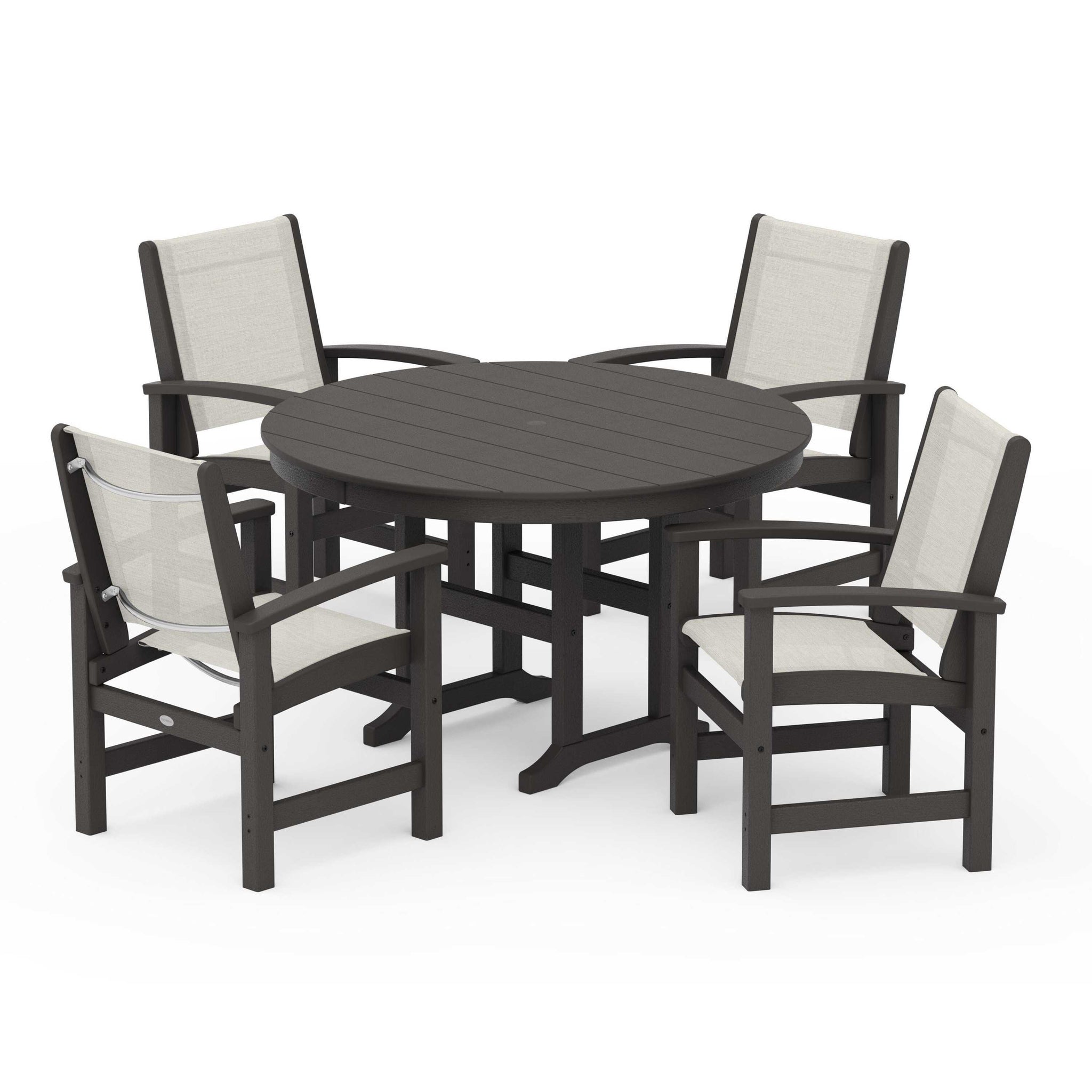 Coastal 5-Piece Round Farmhouse Dining Set