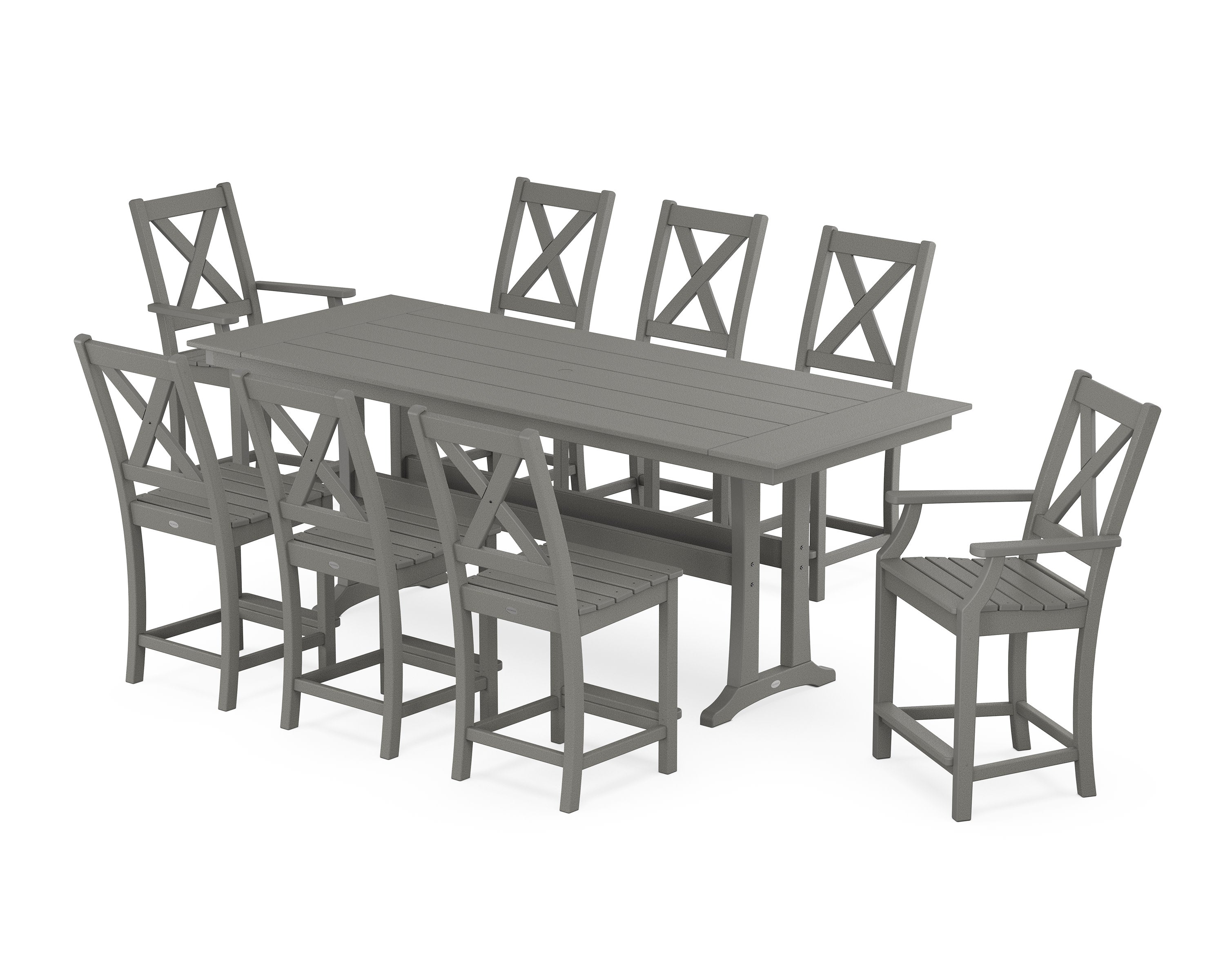 Braxton 9-Piece Farmhouse Counter Set with Trestle Legs