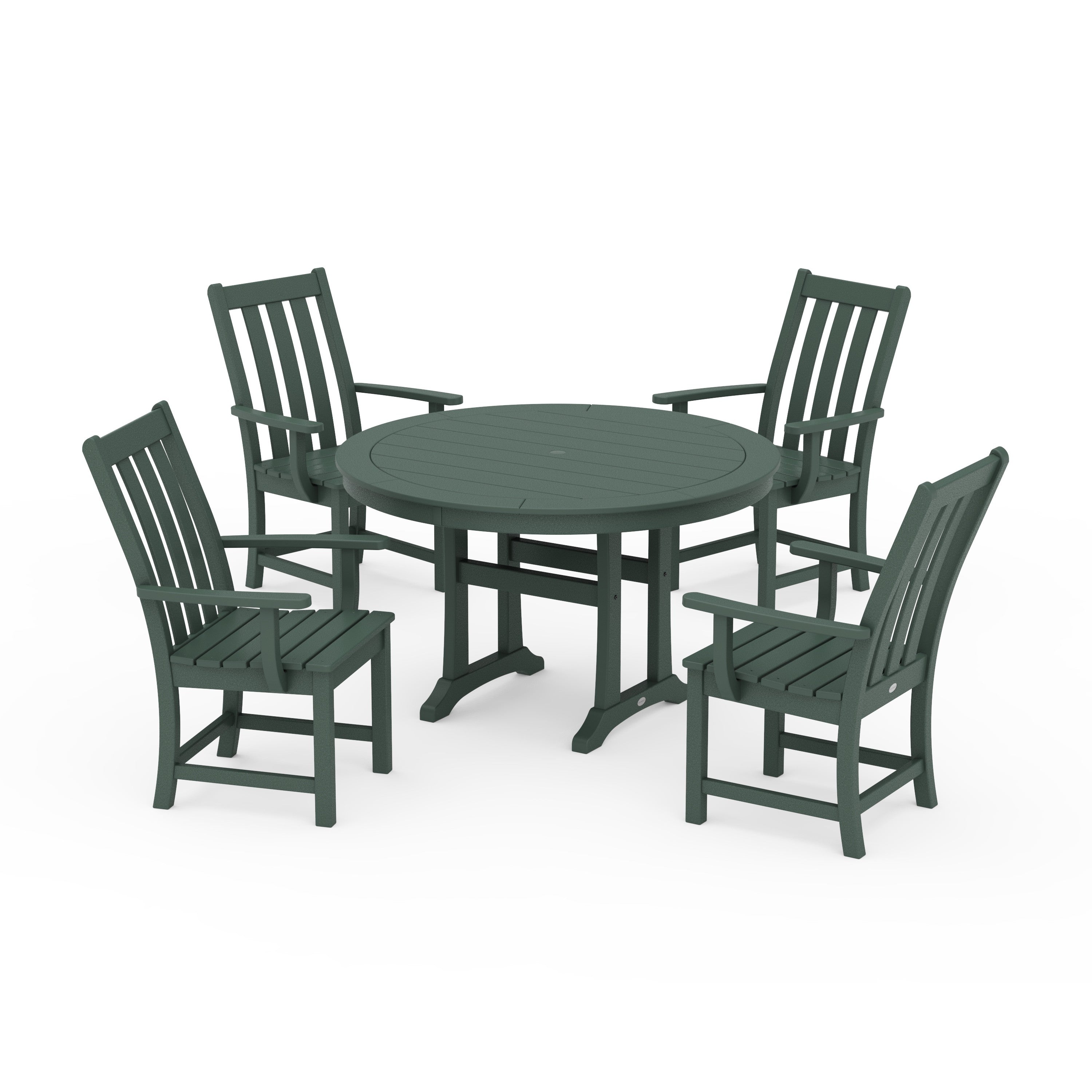 Vineyard 5-Piece Round Dining Set with Trestle Legs