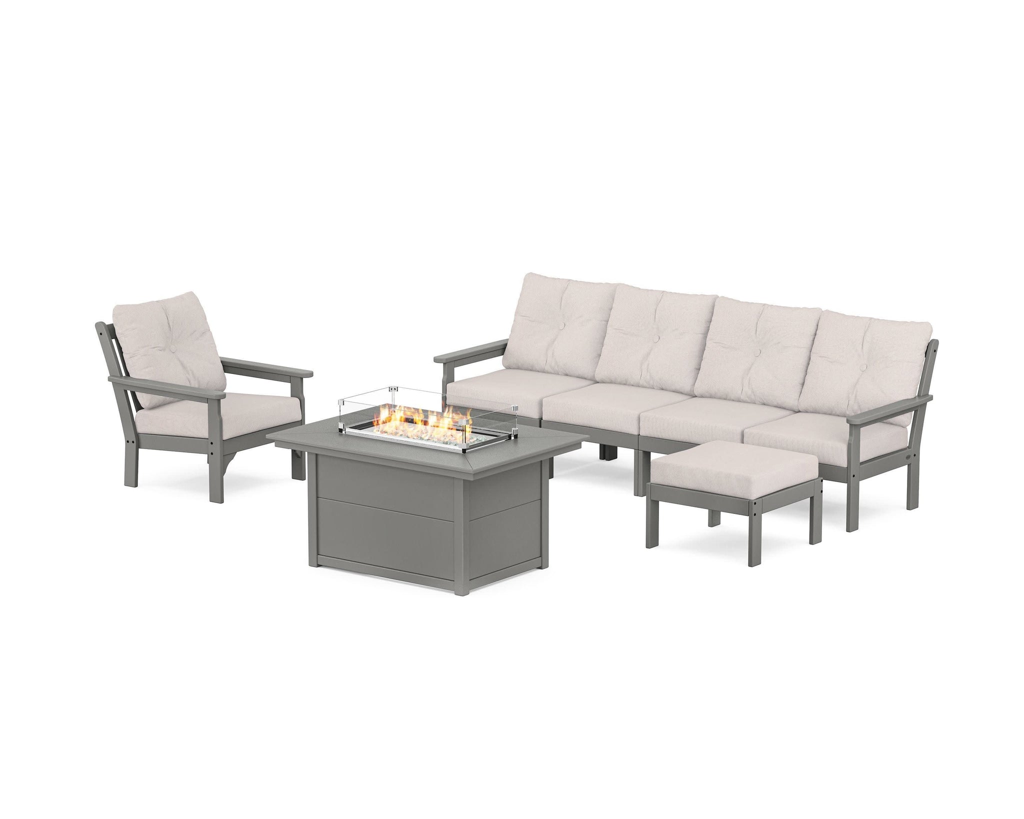 Vineyard Sectional Lounge and Fire Pit Set