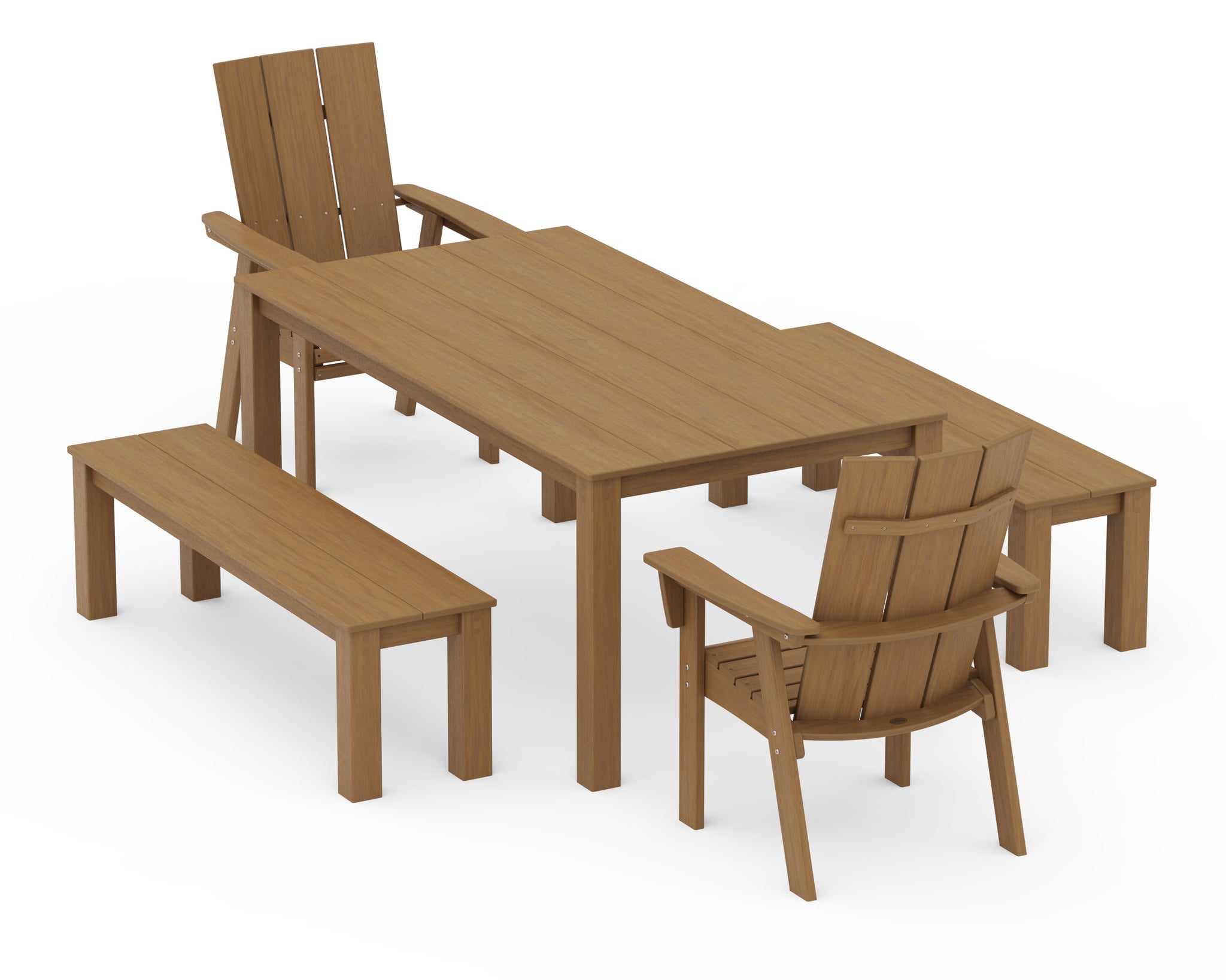Modern Curveback Adirondack 5-Piece Parsons Dining Set with Benches