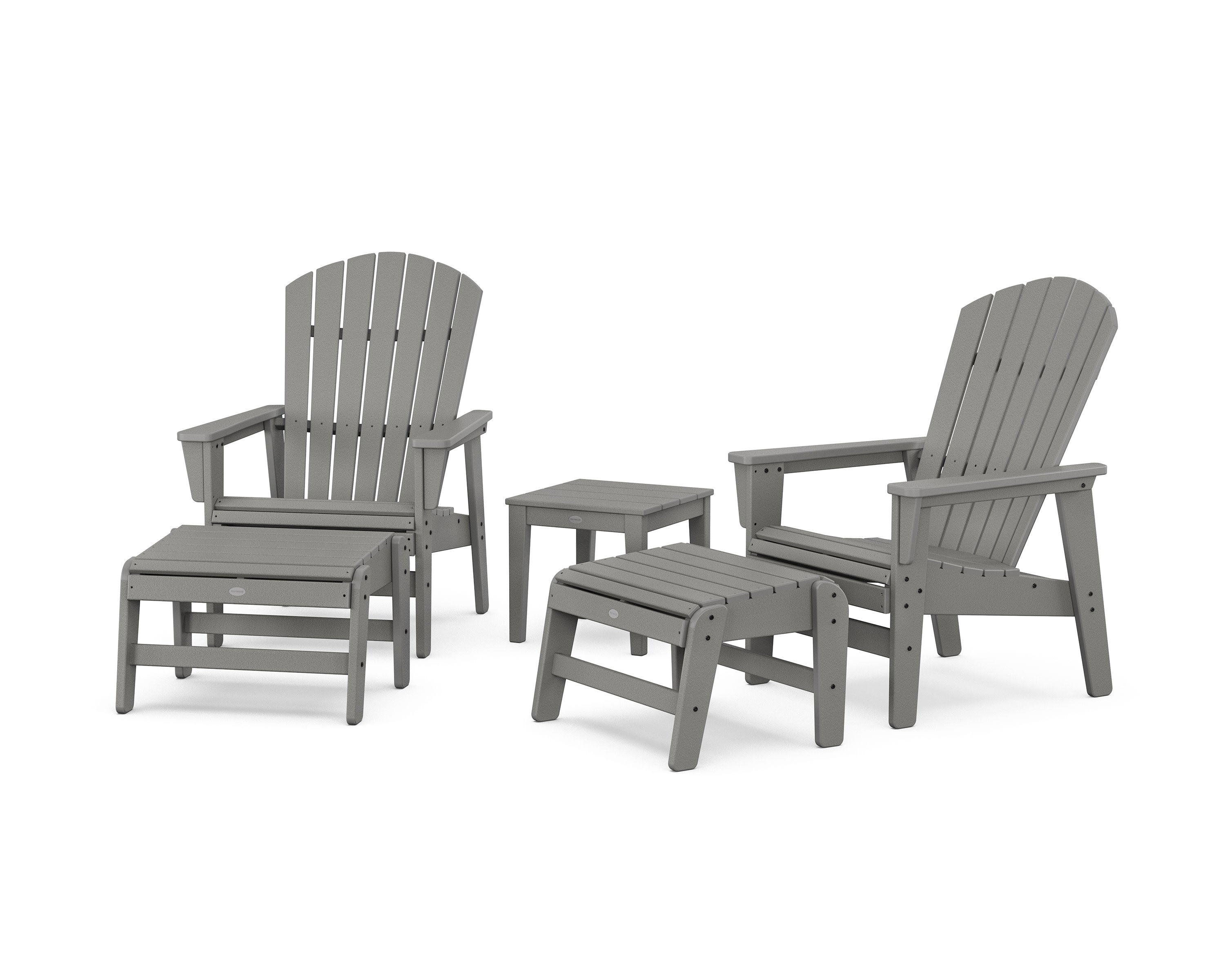 5-Piece Nautical Grand Upright Adirondack Set with Ottomans and Side Table