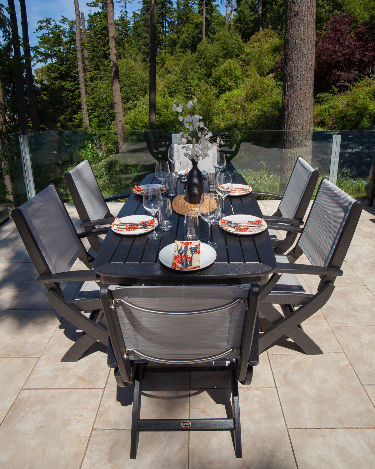 Coastal Folding Arm Chair 7-Piece Dining Set