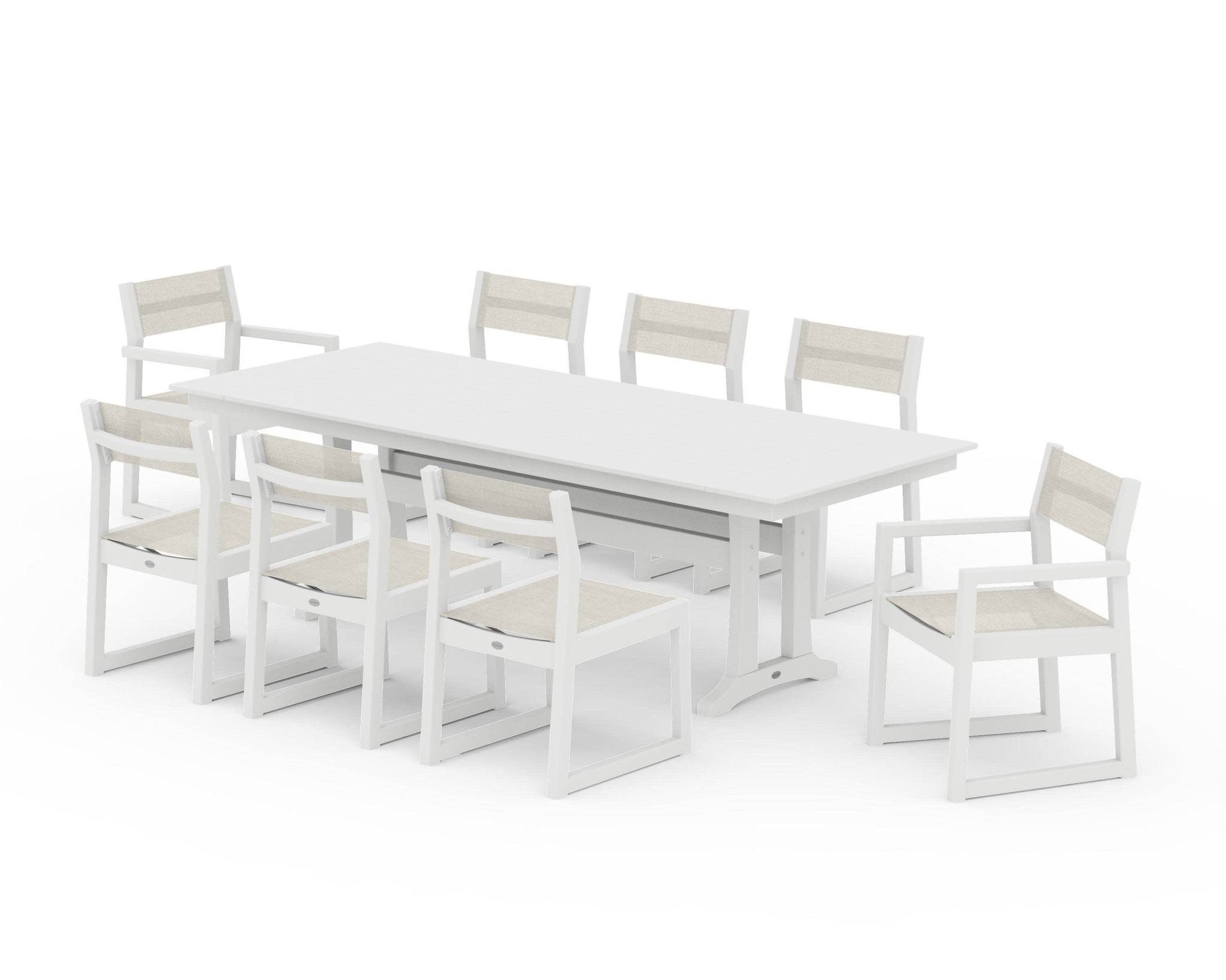 EDGE Sling 9-Piece Farmhouse Trestle Dining Set
