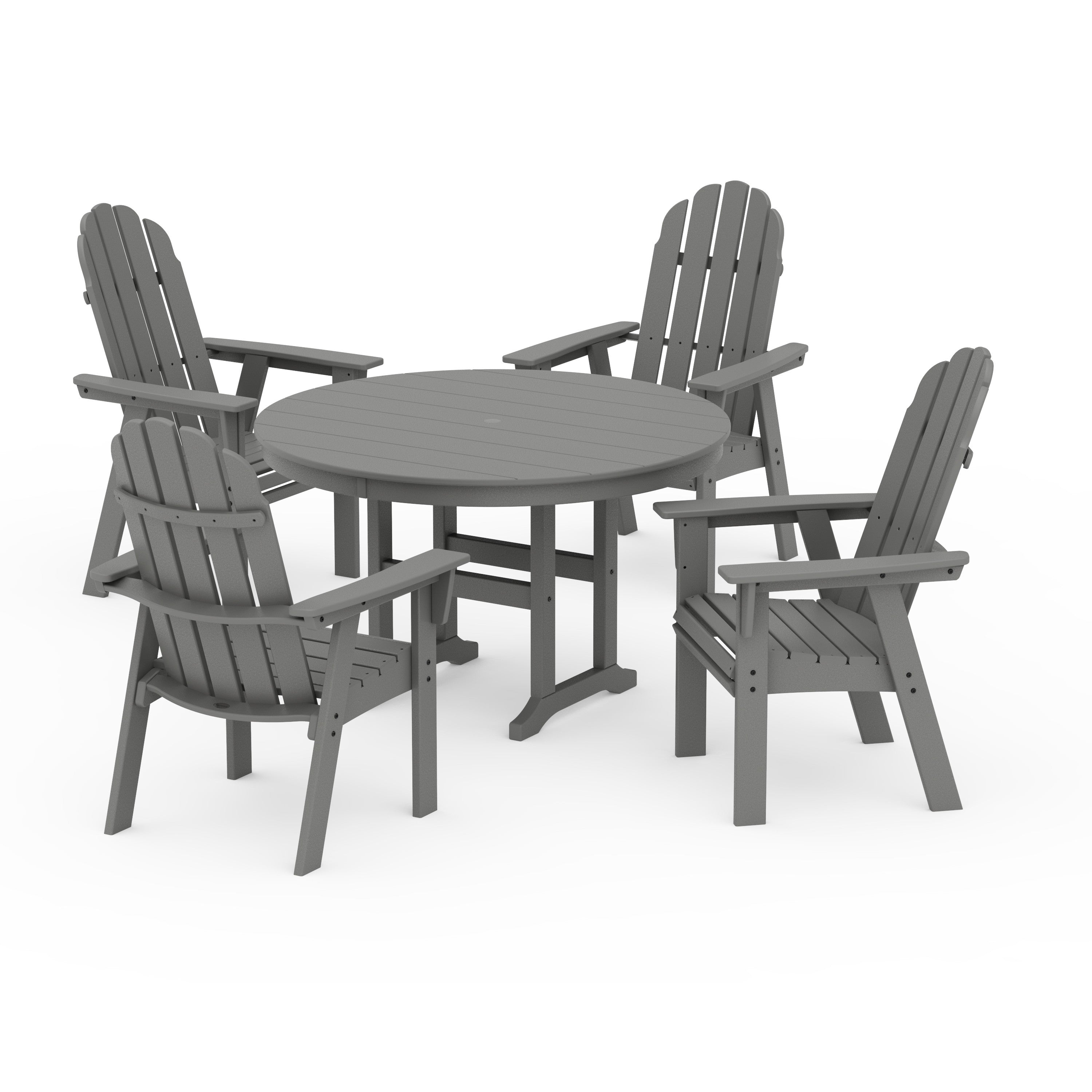 Vineyard Curveback Adirondack 5-Piece Round Farmhouse Dining Set