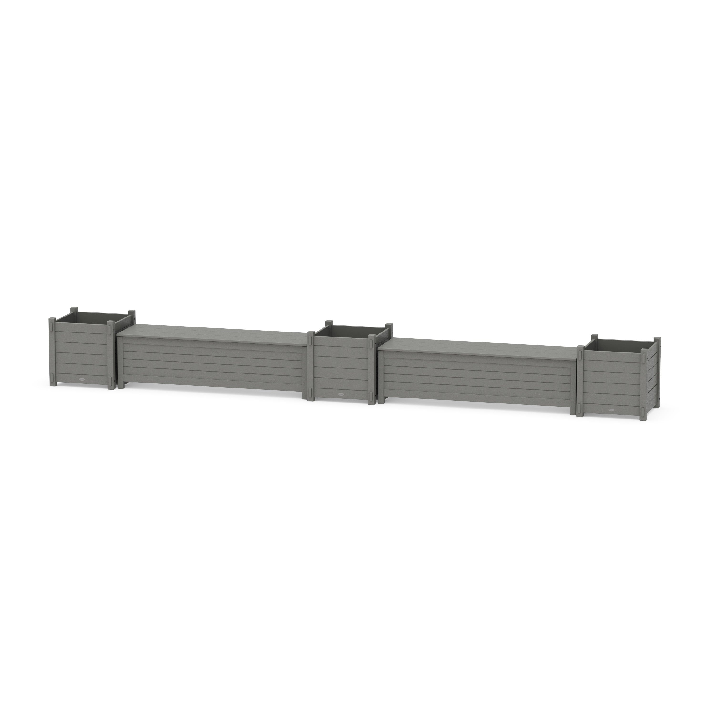 60" Nautical Straight Double Planter Storage Bench Set- Large