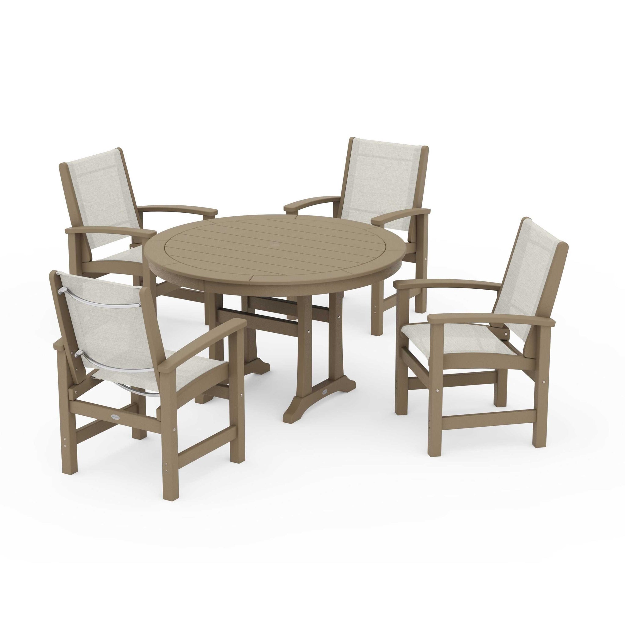 Coastal 5-Piece Round Dining Set with Trestle Legs