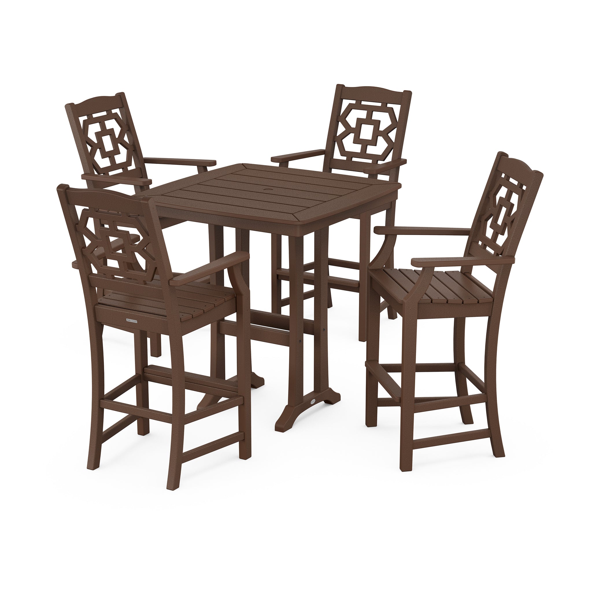Chinoiserie 5-Piece Bar Set with Trestle Legs