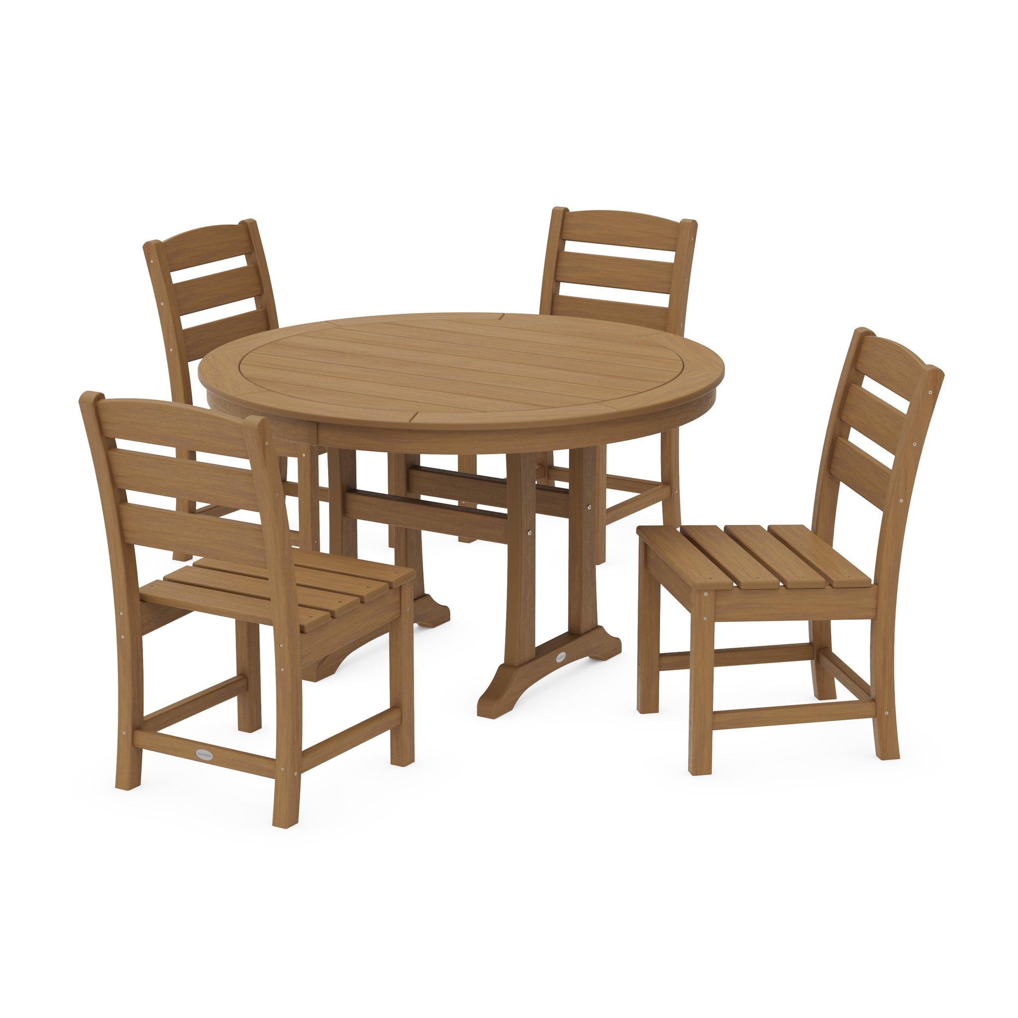 Lakeside Side Chair 5-Piece Round Dining Set With Trestle Legs