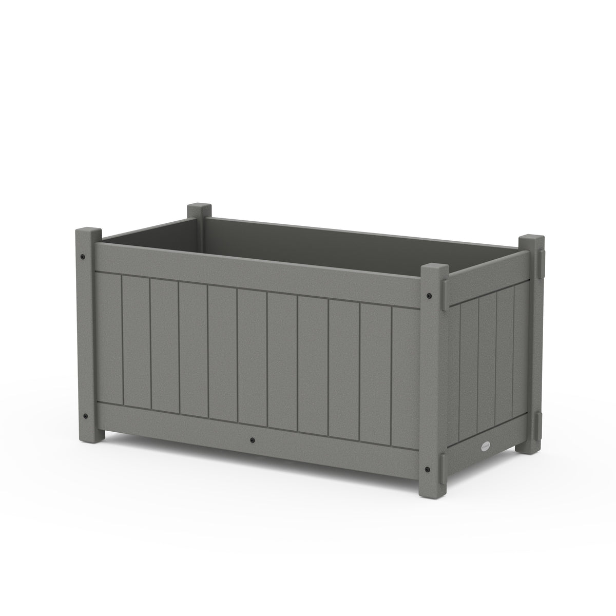 large rectangular plastic plant pots POLYWOOD Vineyard Large Rectangle Double Planter Box in Slate Grey