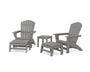 5-Piece Nautical Grand Adirondack Set with Ottomans and Side Table