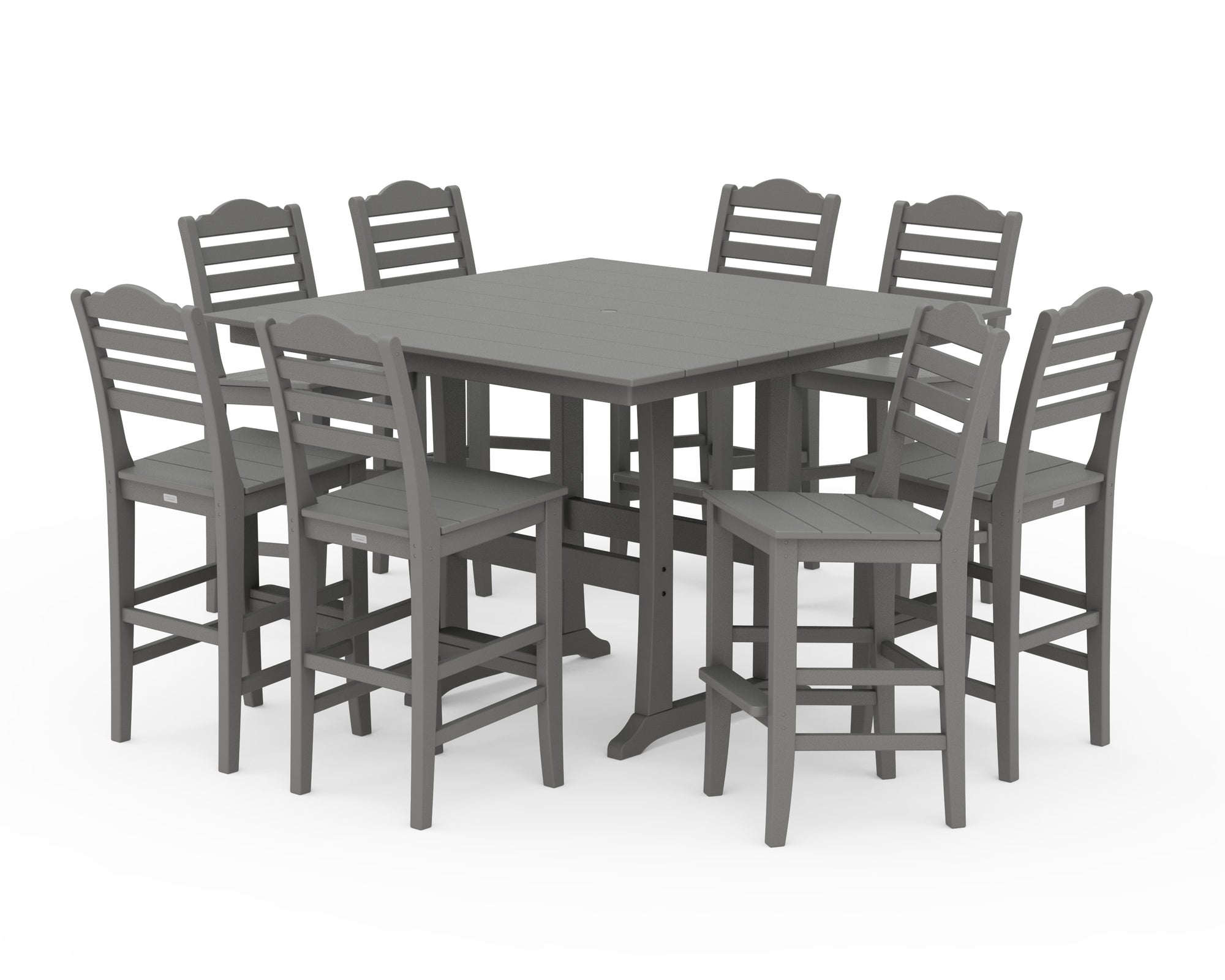 Savannah Side Chair 9-Piece Square Farmhouse Bar Set with Trestle Legs