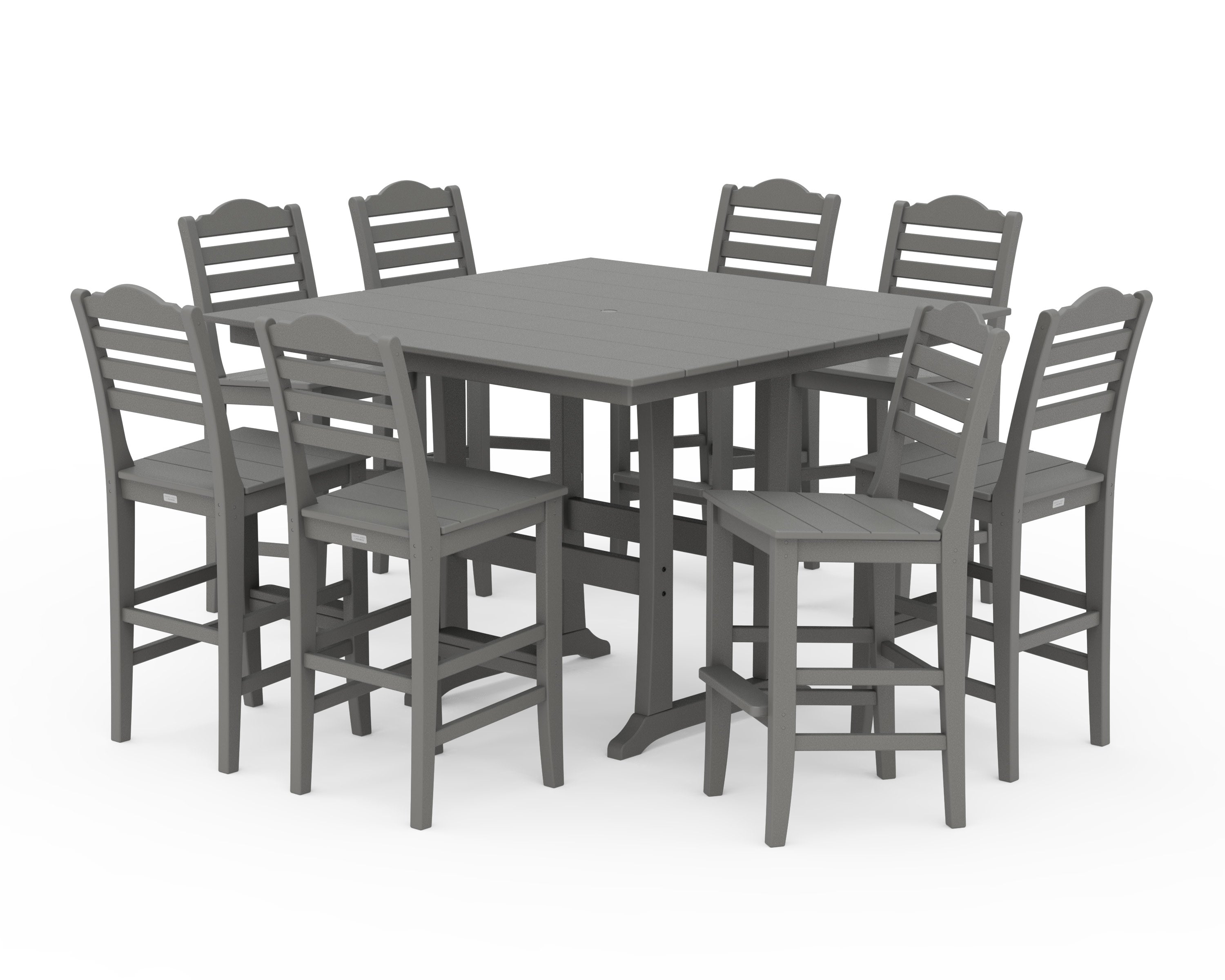 Savannah Side Chair 9-Piece Square Farmhouse Bar Set with Trestle Legs
