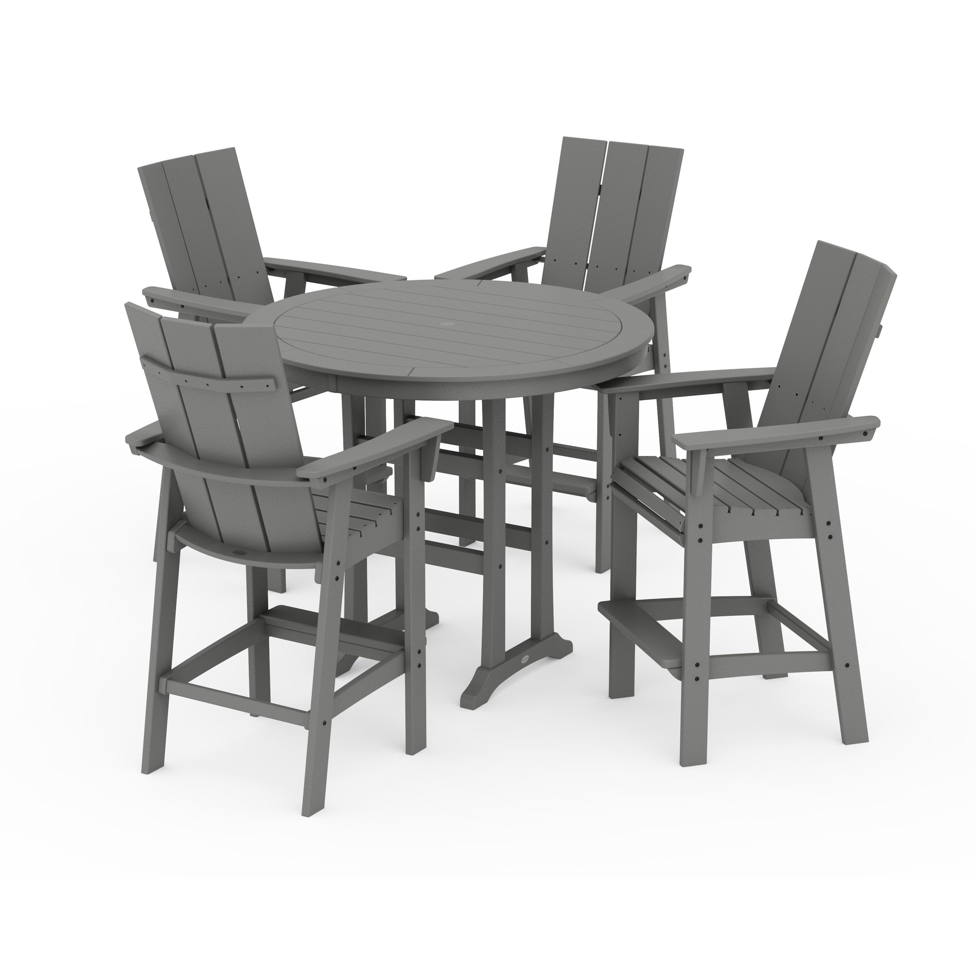 Modern Curveback Adirondack 5-Piece Nautical Trestle Bar Set