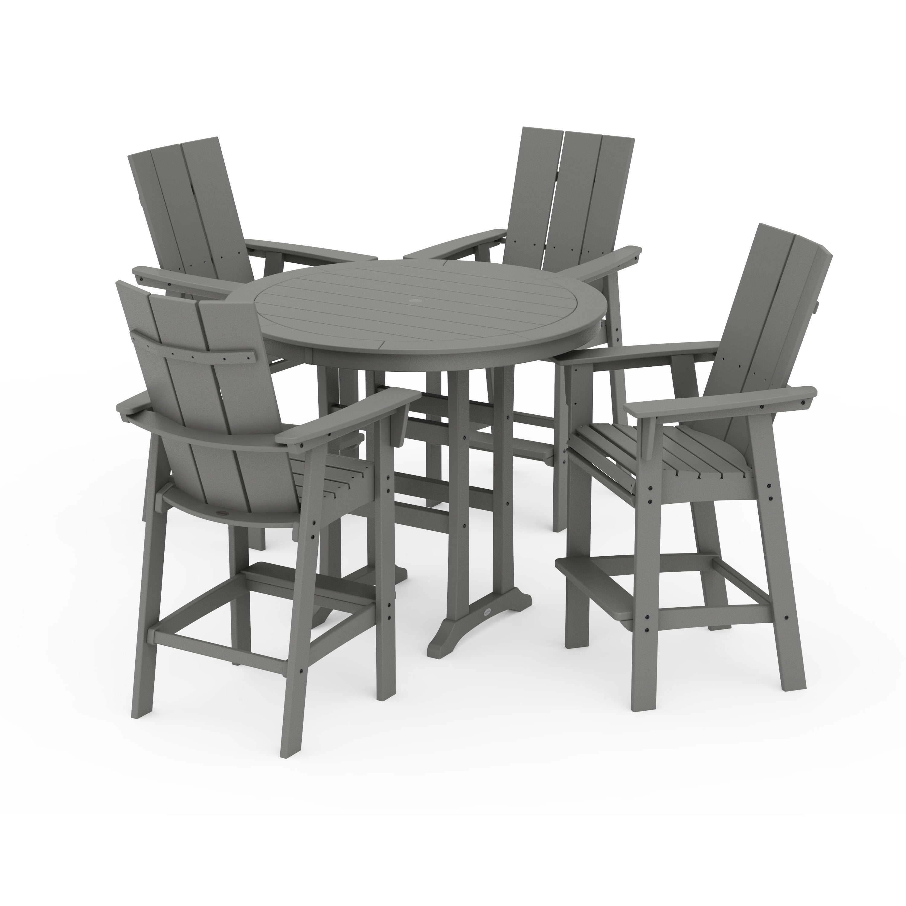 Modern Curveback Adirondack 5-Piece Nautical Trestle Bar Set