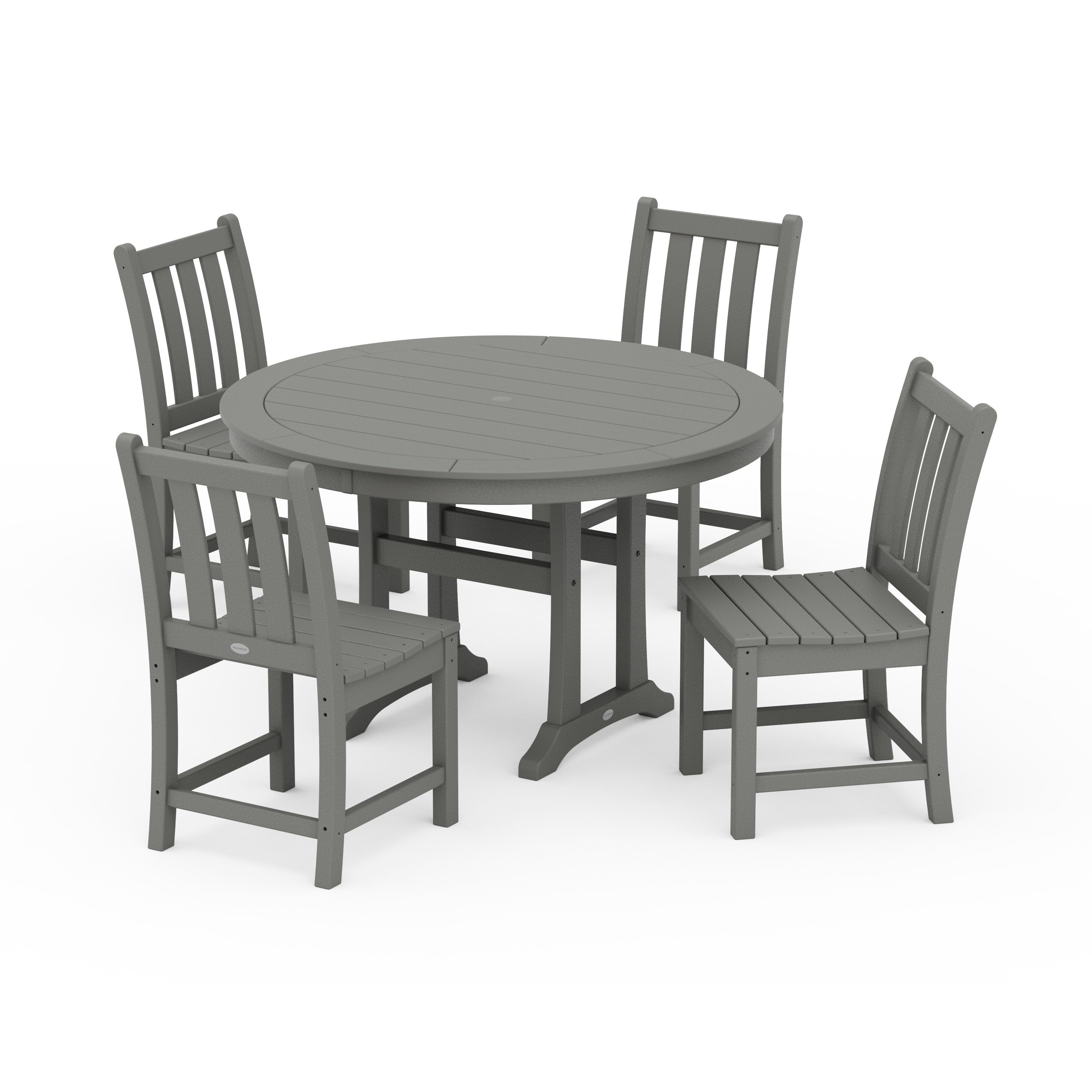 Traditional Garden Side Chair 5-Piece Round Dining Set With Trestle Legs