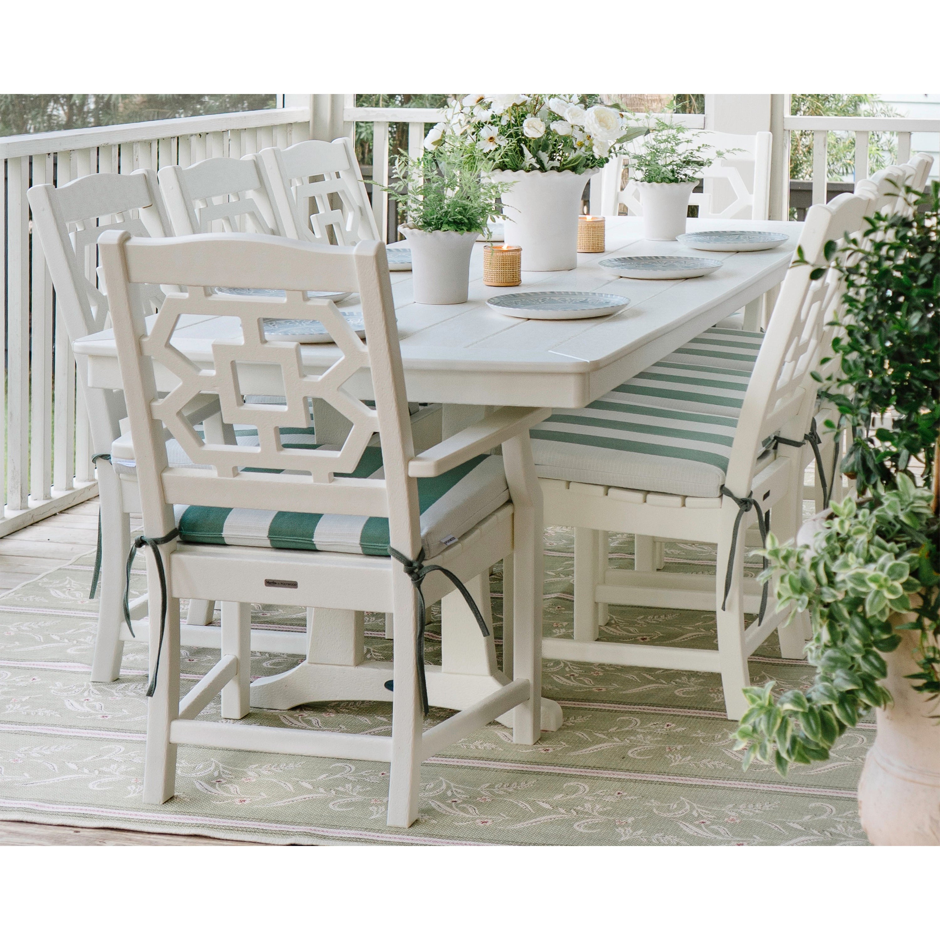 Chinoiserie 9-Piece Dining Set with Trestle Legs