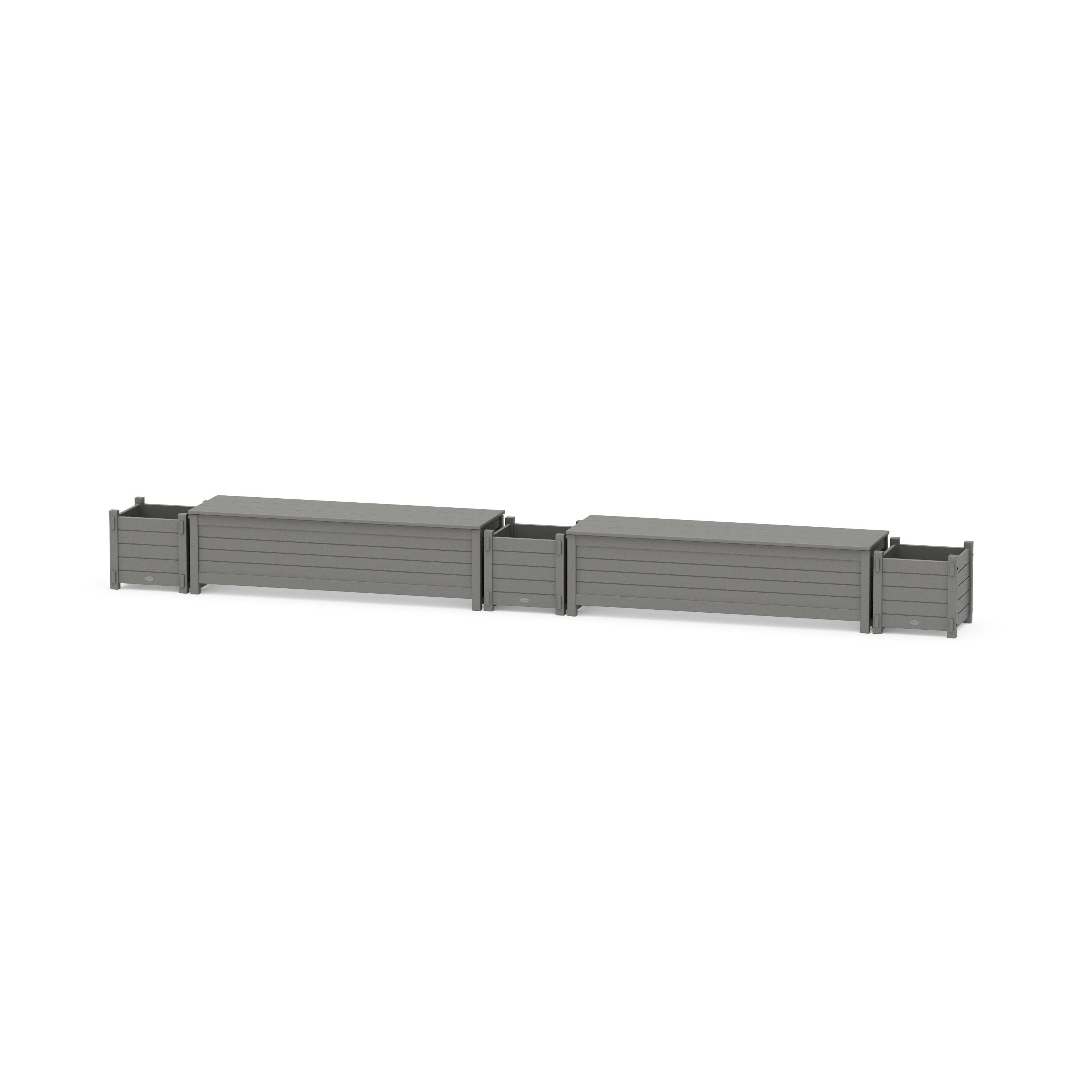 60" Nautical Straight Double Planter Storage Bench Set