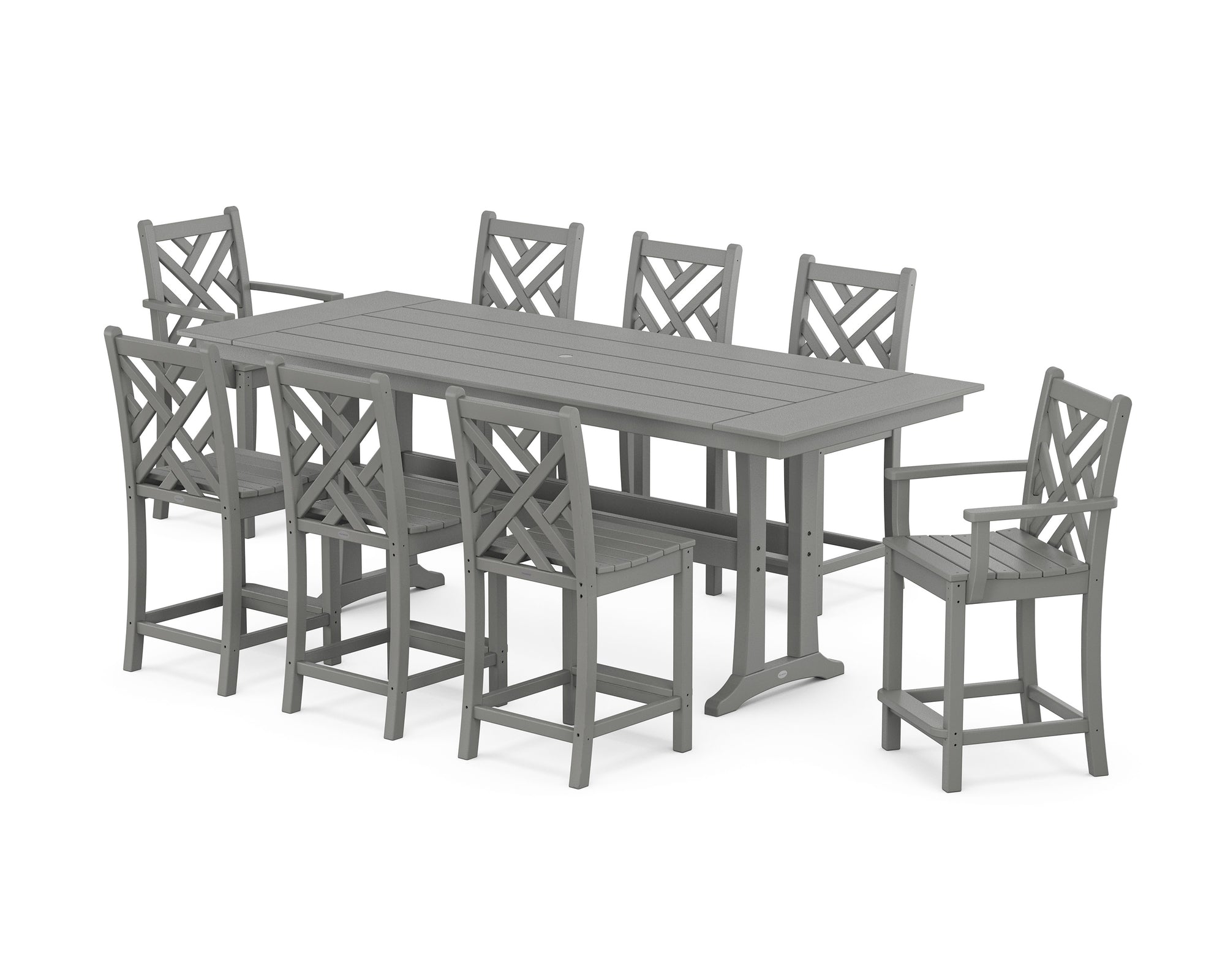 Chippendale 9-Piece Farmhouse Counter Set with Trestle Legs