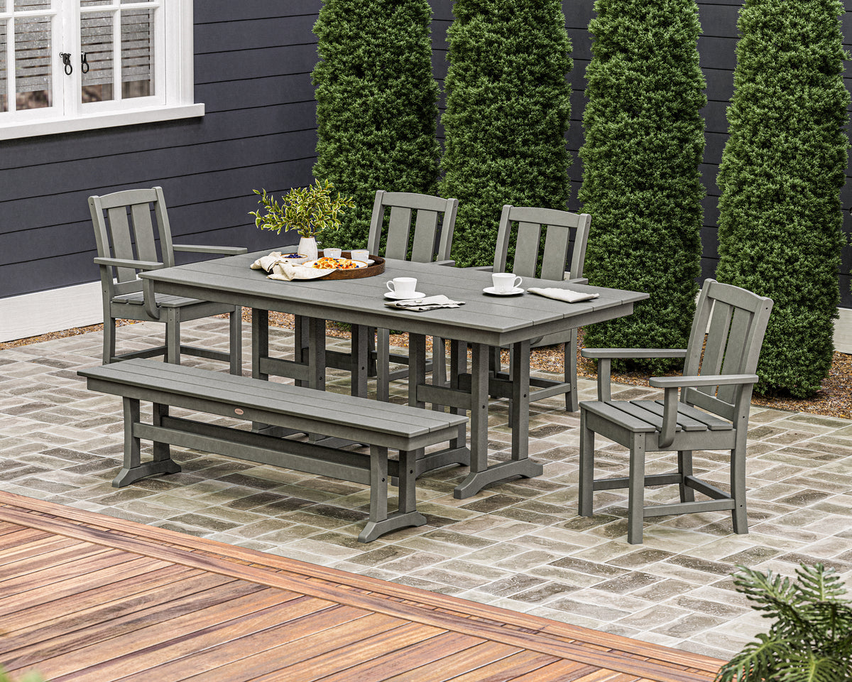 Mission 6-Piece Farmhouse Dining Set with Bench