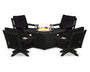 Vineyard 5-Piece Deep Seating Swivel Conversation Set with Fire Pit Table