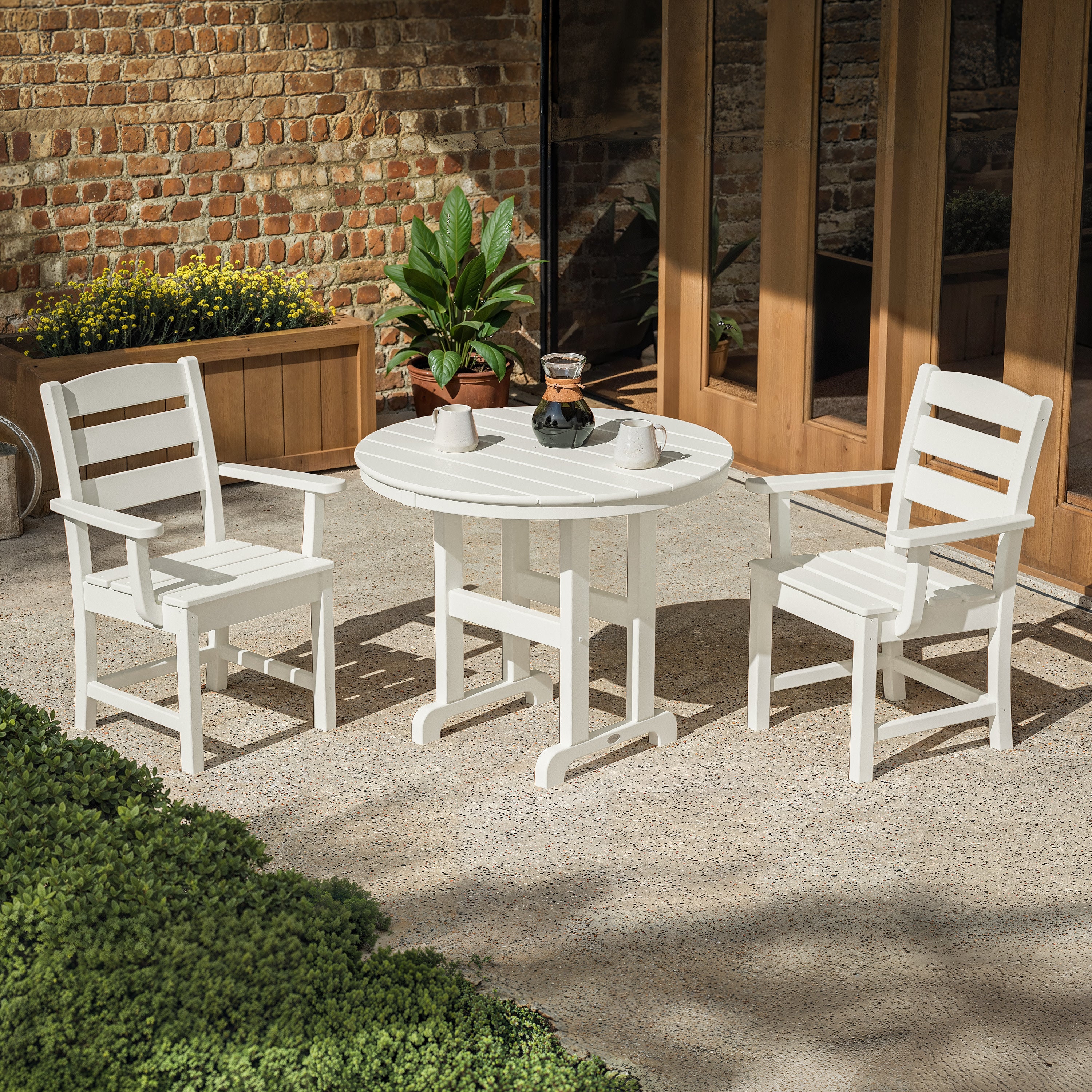 Lakeside Side Chair 3-Piece Round Bistro Dining Set - Thumbnail 5